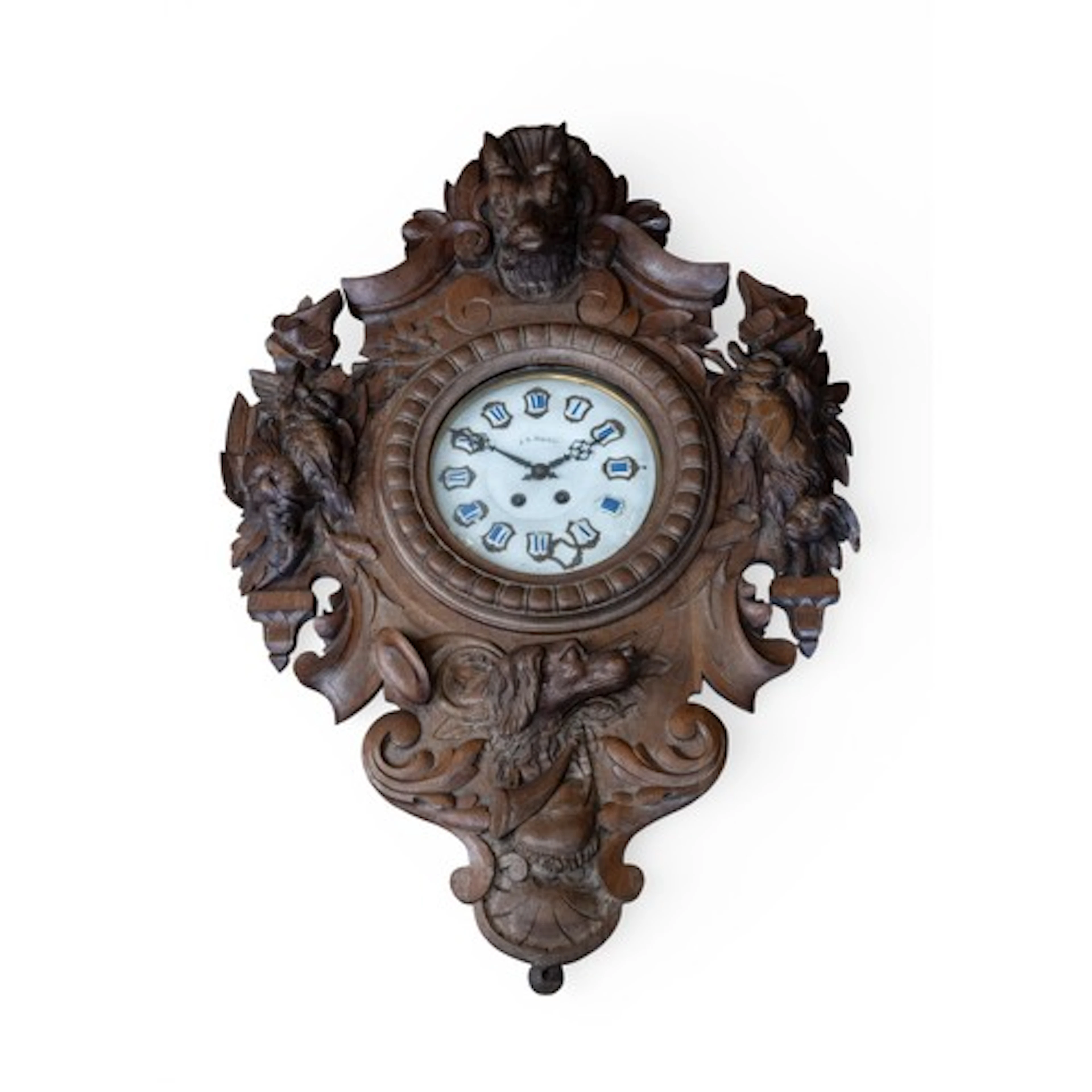 A FRENCH BLACK FOREST-STYLE CARVED OAK WALL CLOCK LATE 19TH ...