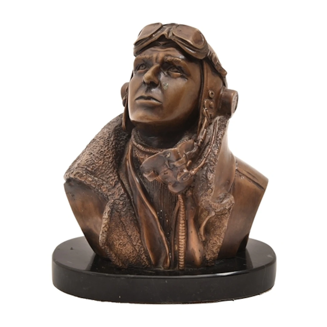 A bronze bust of WWII RAF pilot Douglas Bader, late 20th c, ...