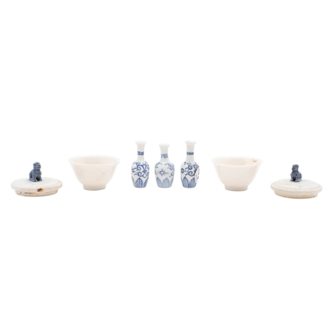 Vung Tau cargo three miniature porcelain 'Dolls House' vases...