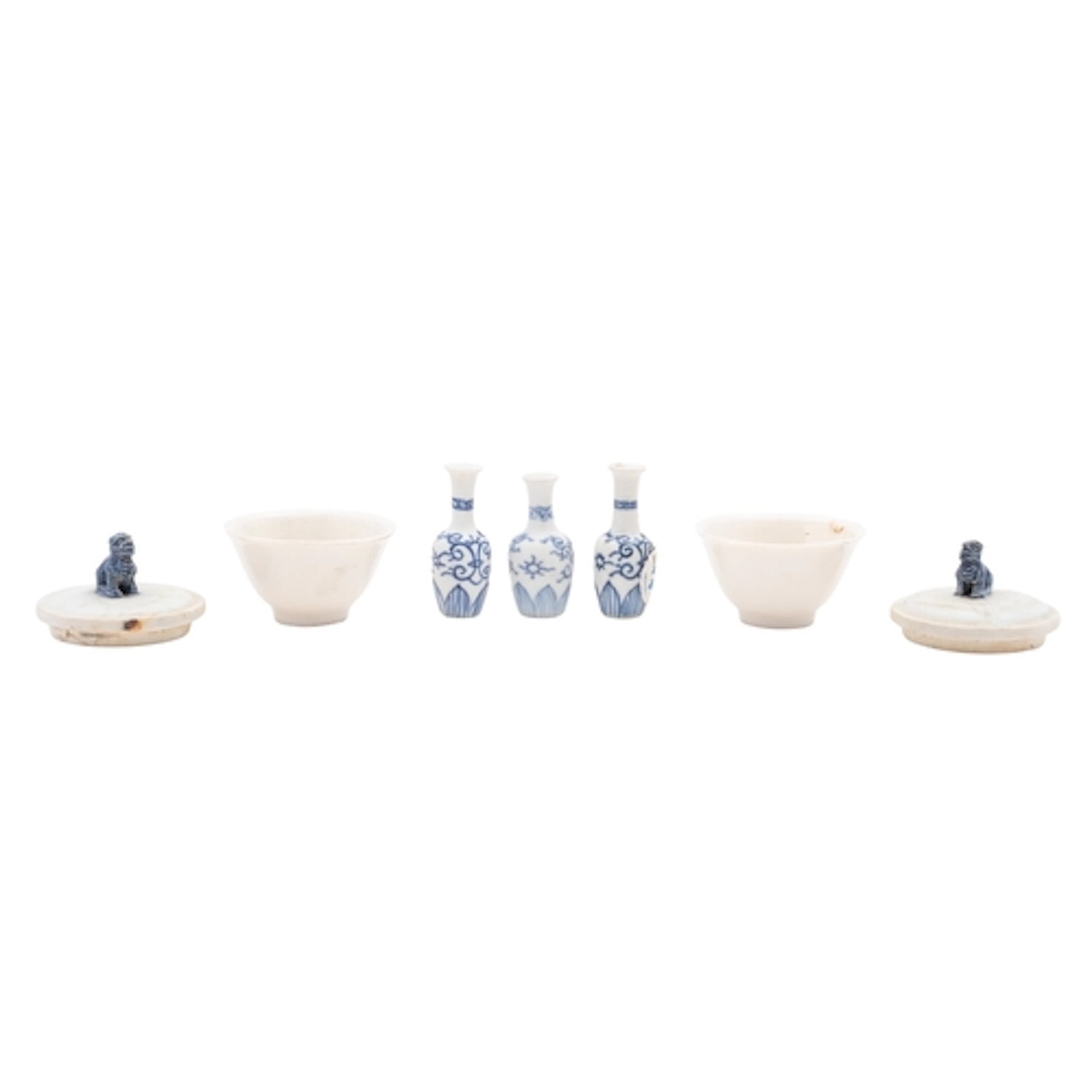 Vung Tau cargo three miniature porcelain 'Dolls House' vases...