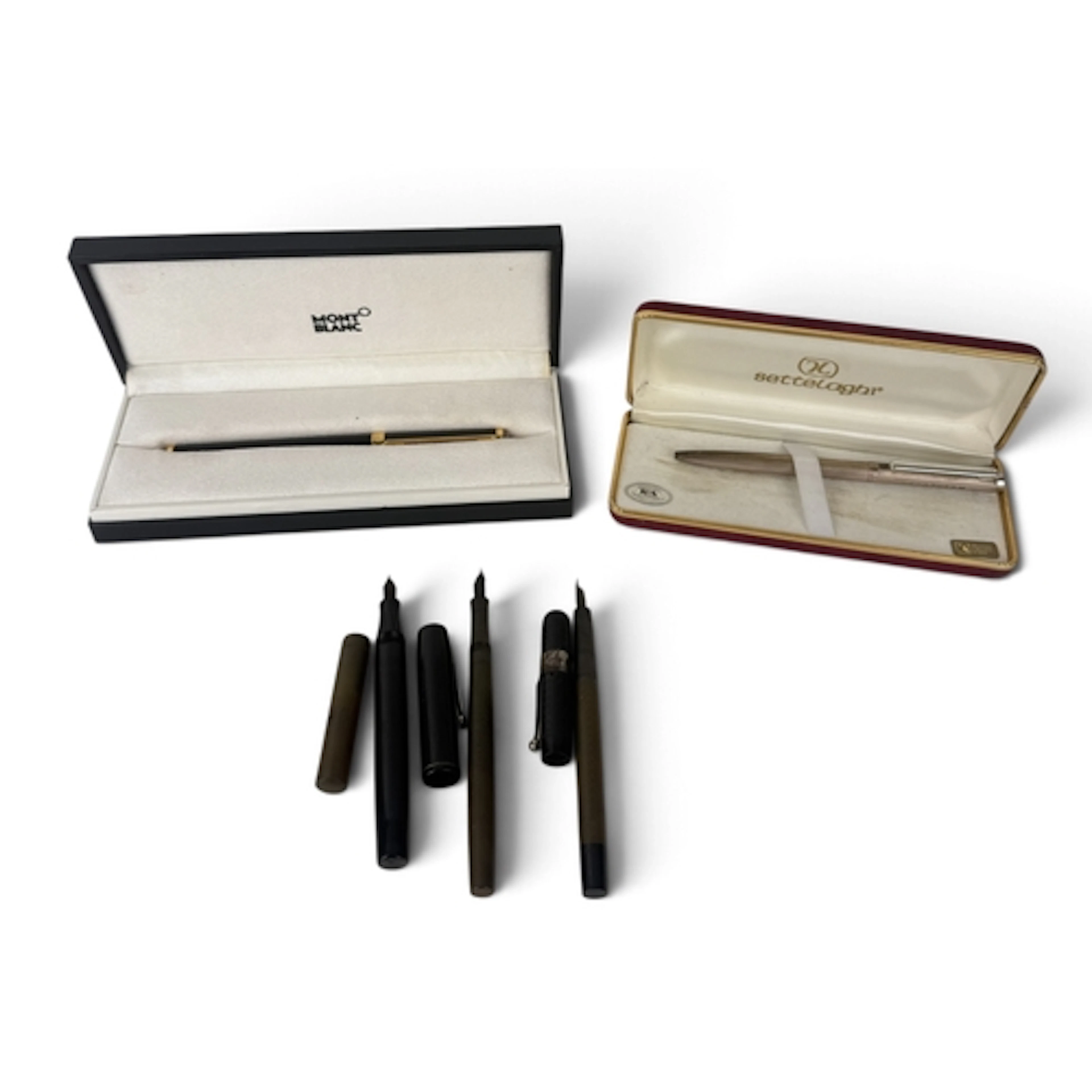 A MONTBLANC NOBLESSE PEN IN BOX TOGETHER WITH OTHER PENS INC...