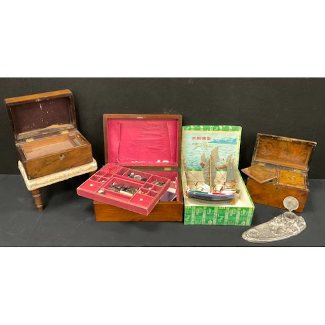 Boxes & Objects - a Victorian walnut domed rectangular tea c...