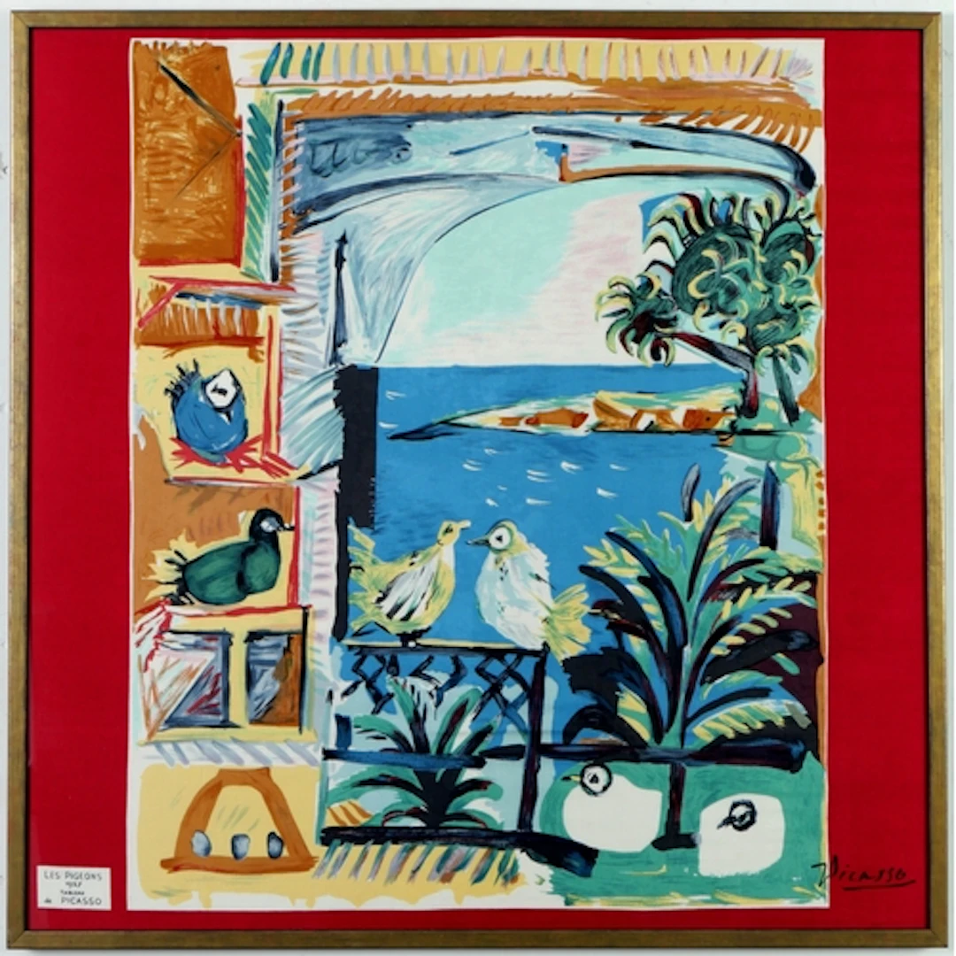 PABLO PICASSO (SPANISH, 1881-1973): LES PIGEONS Spadem silk ...