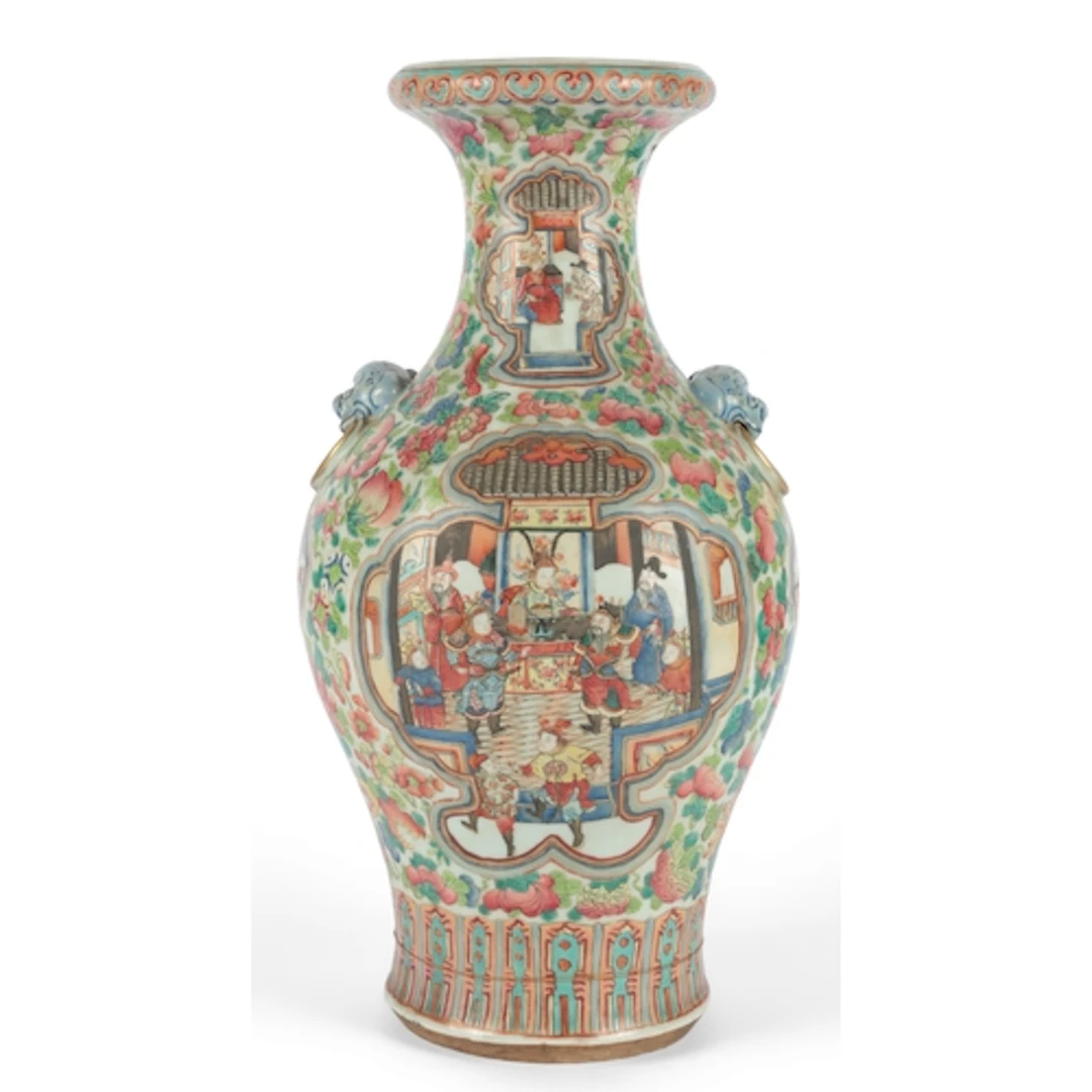 A Chinese famille rose baluster vase, mid 19th century, pain...