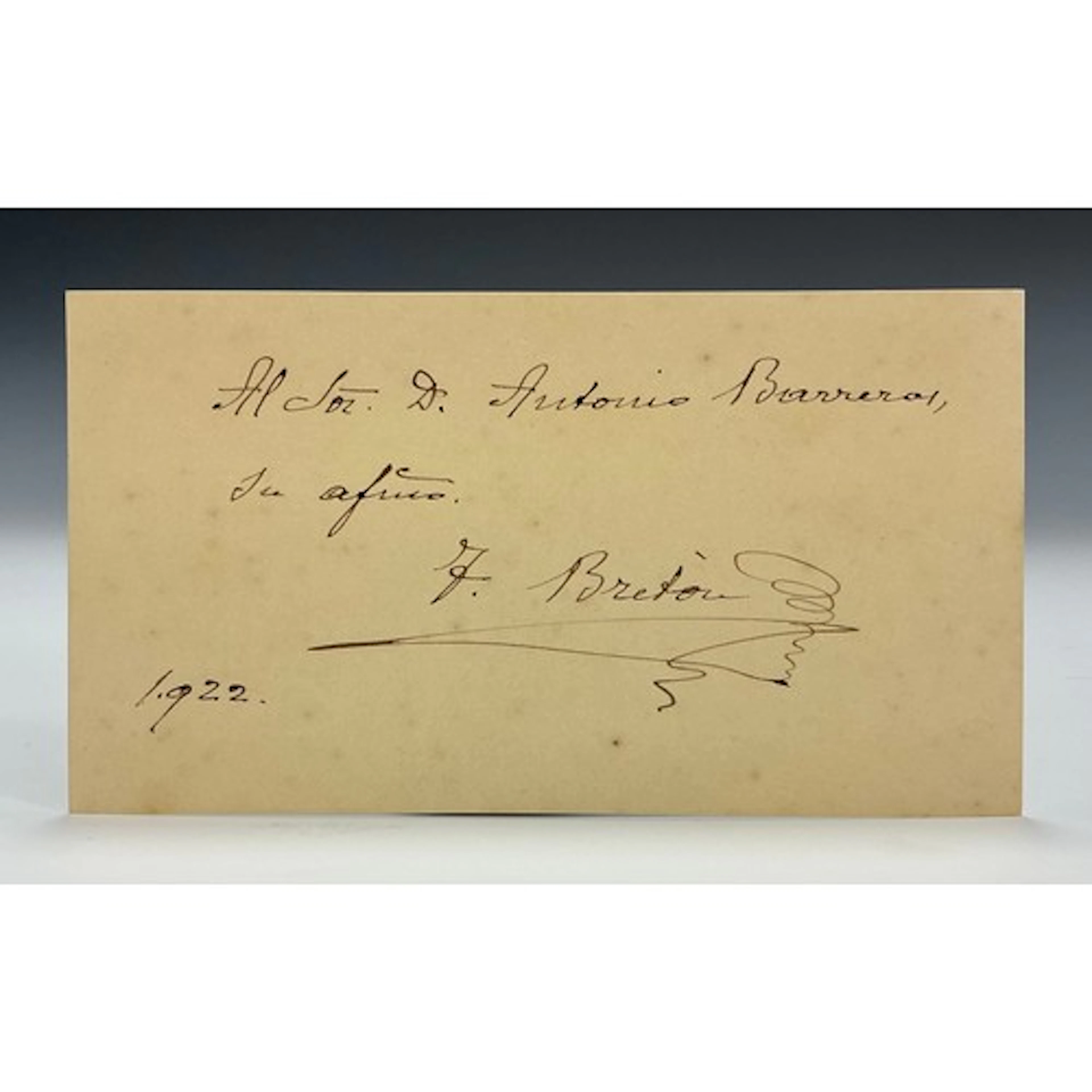 André Robert Breton (1896–1966) An Autograph, dated 1922