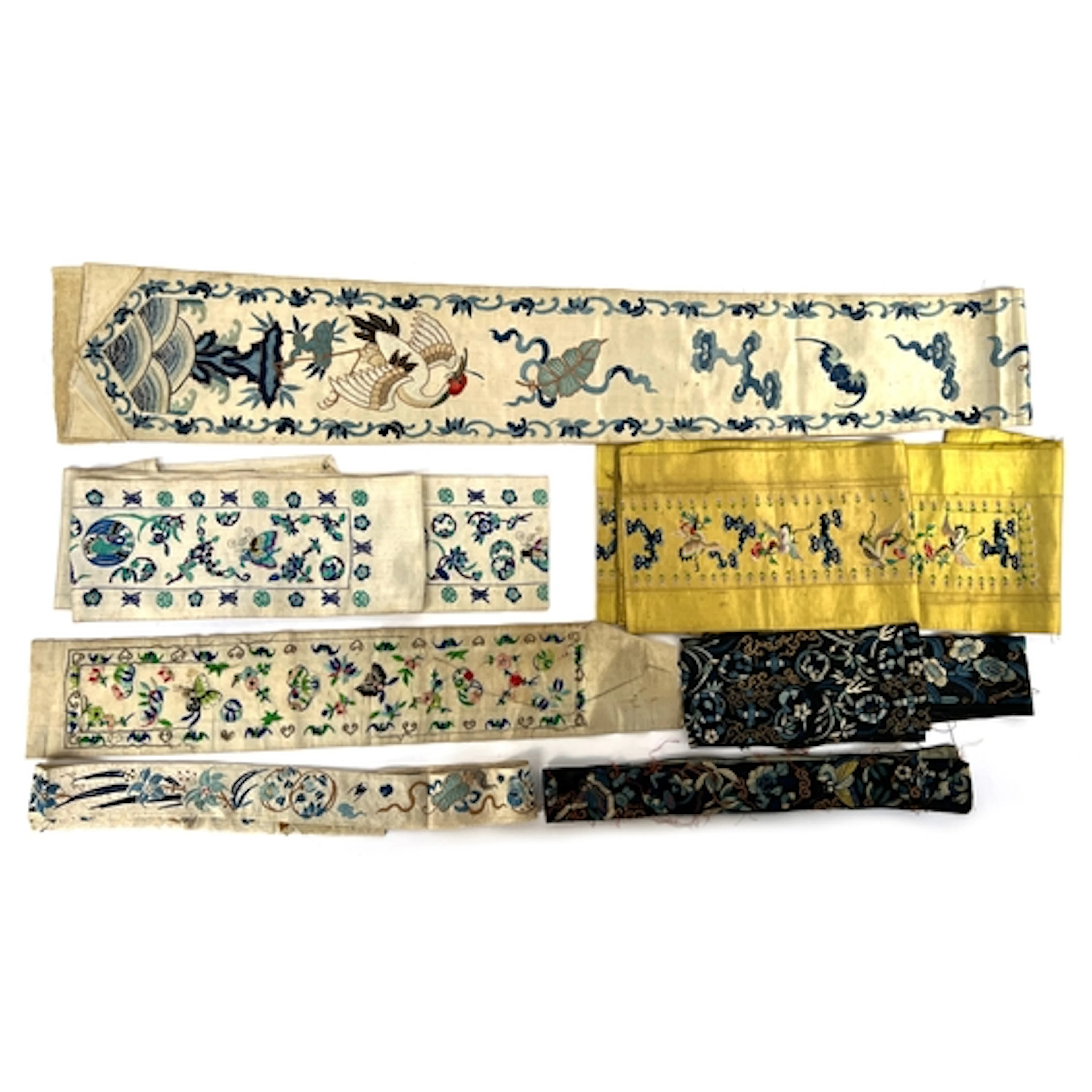 A quantity of antique Chinese silk trim, sleeve bands etc, o...