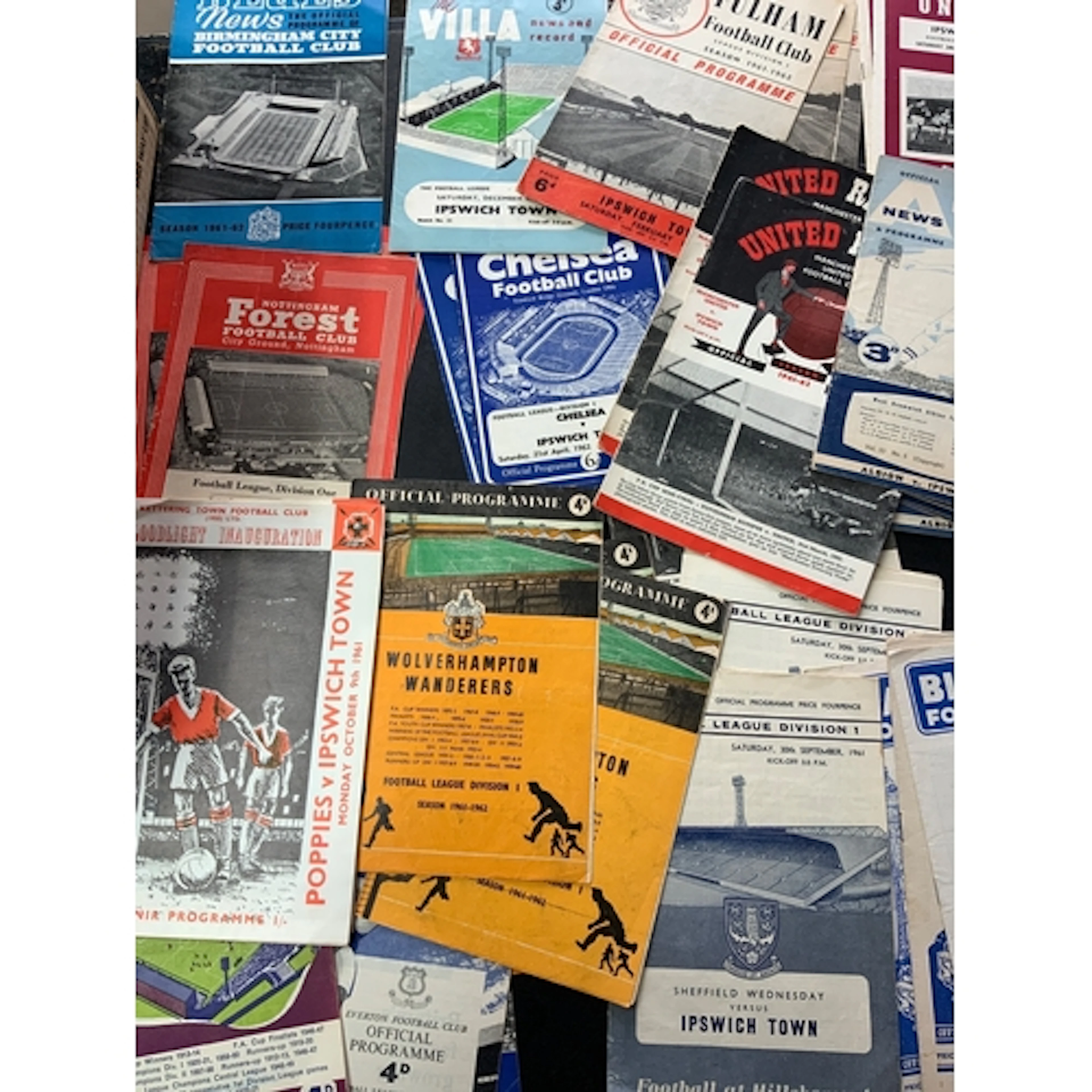 61/62 Ipswich Town Away Football Programmes: From the famous...