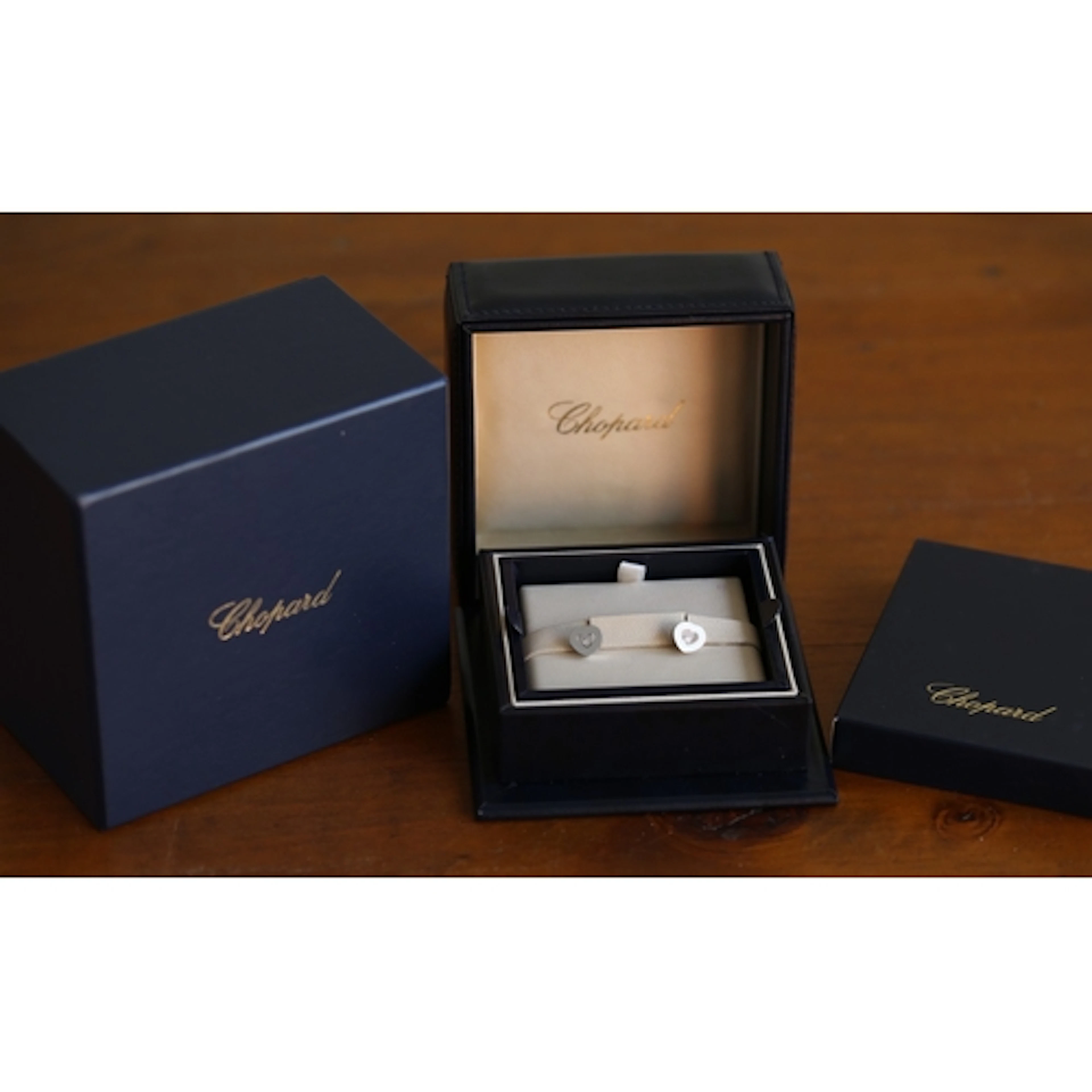 Pair of Chopard Happy Diamonds Heart Motif Earrings Mounted ...