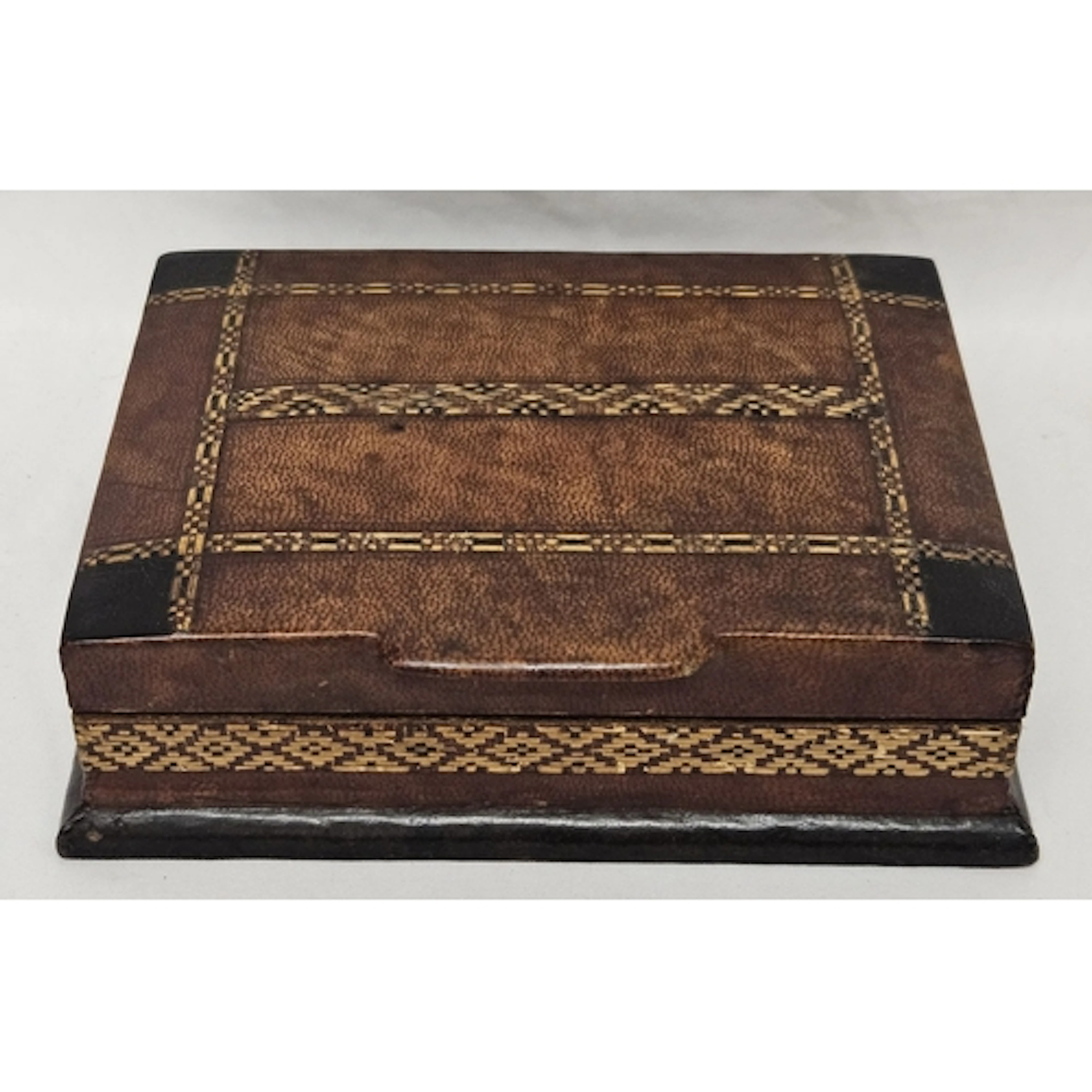 Vintage Waddingtons Playing Cards Box decorated with straw i...