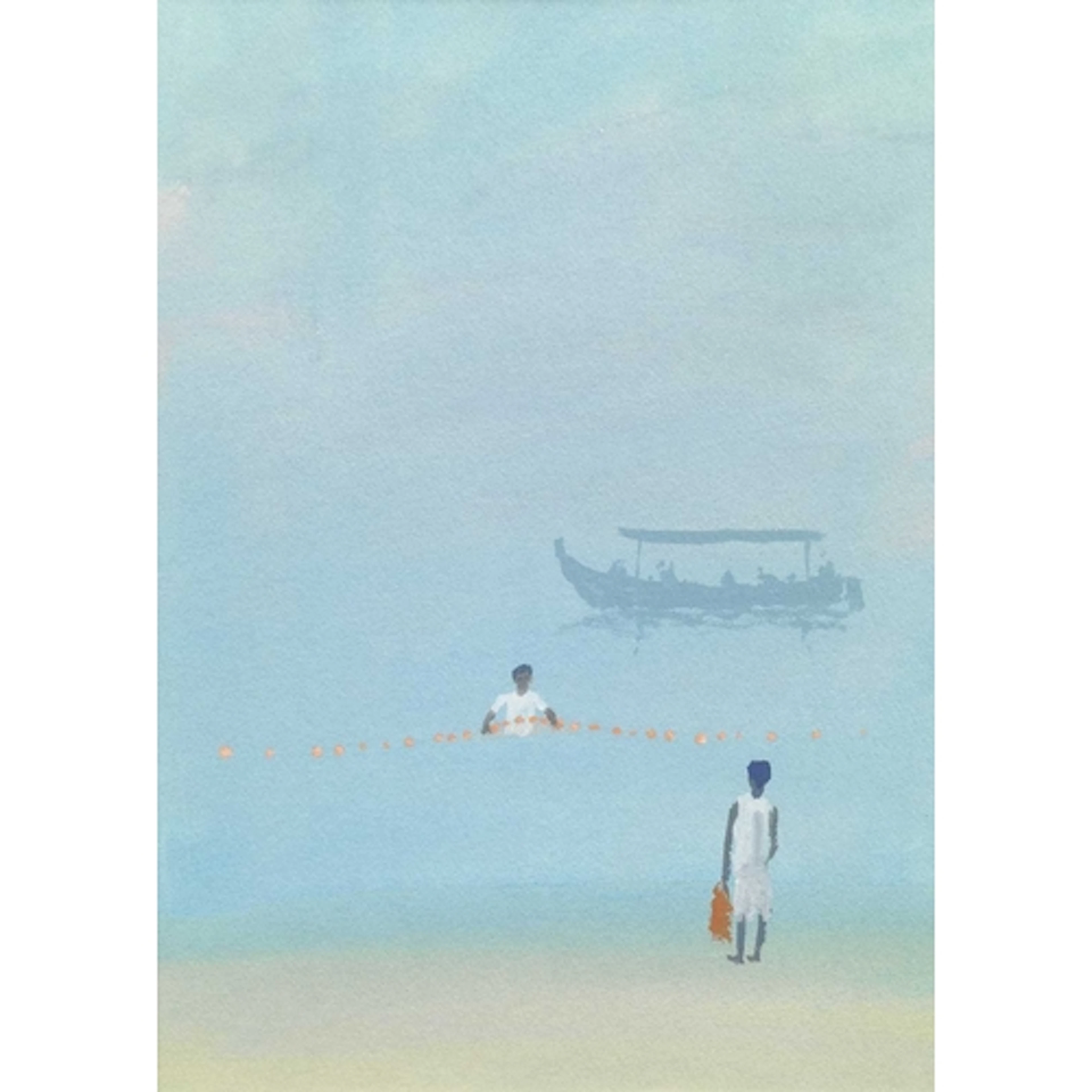 § John MILLER (1931-2002) Fishing Boats, Goa Gouache, stamp...