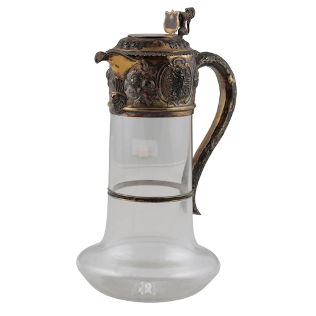 A Victorian silver gilt mounted glass claret jug, by Alexand...