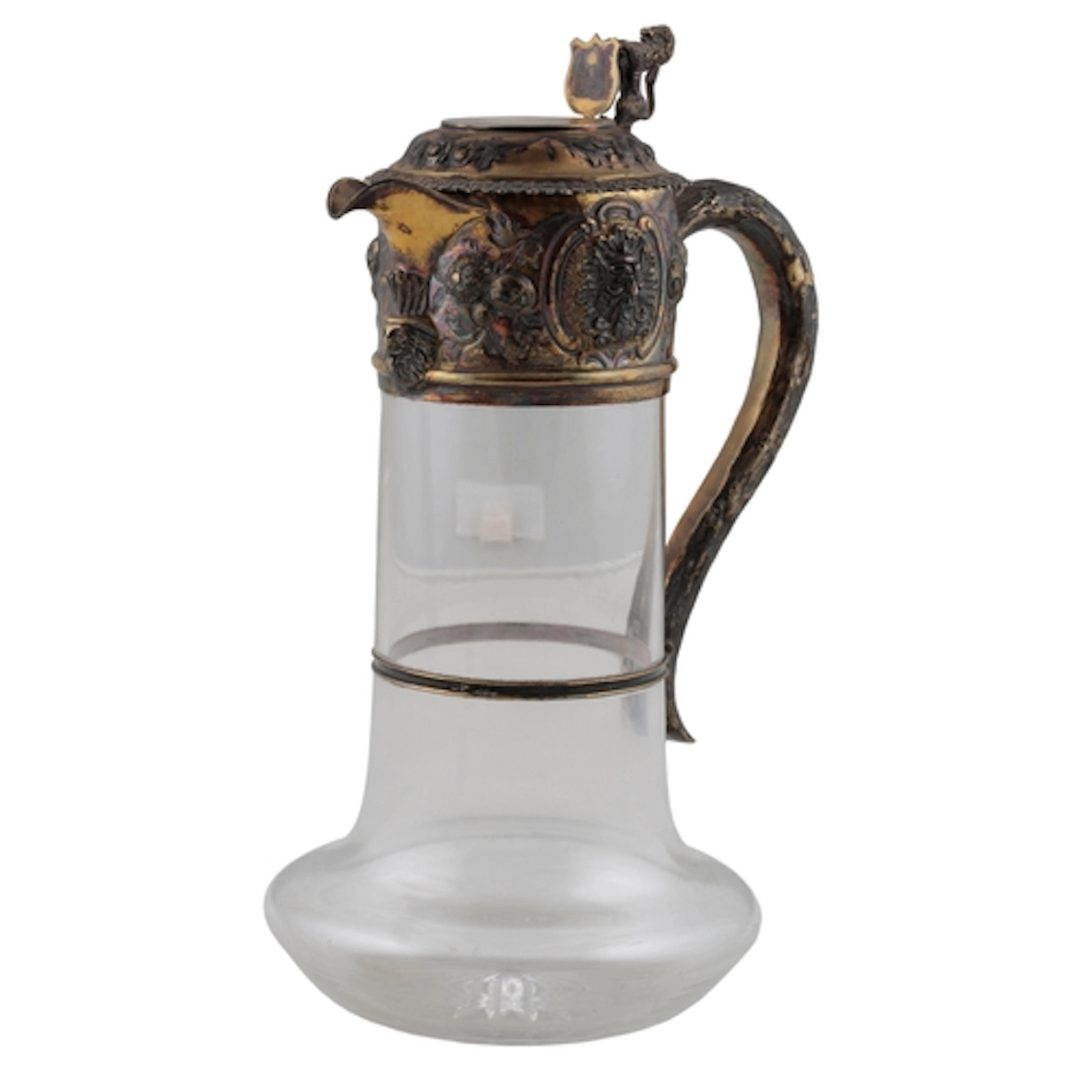 A Victorian silver gilt mounted glass claret jug, by Alexand...
