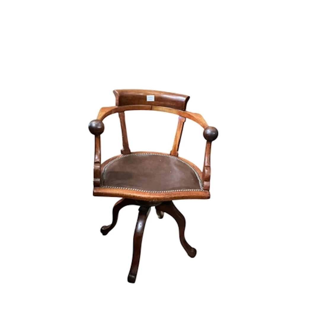 A Victorian mahogany swivel desk chair, width 60cm, depth 45...