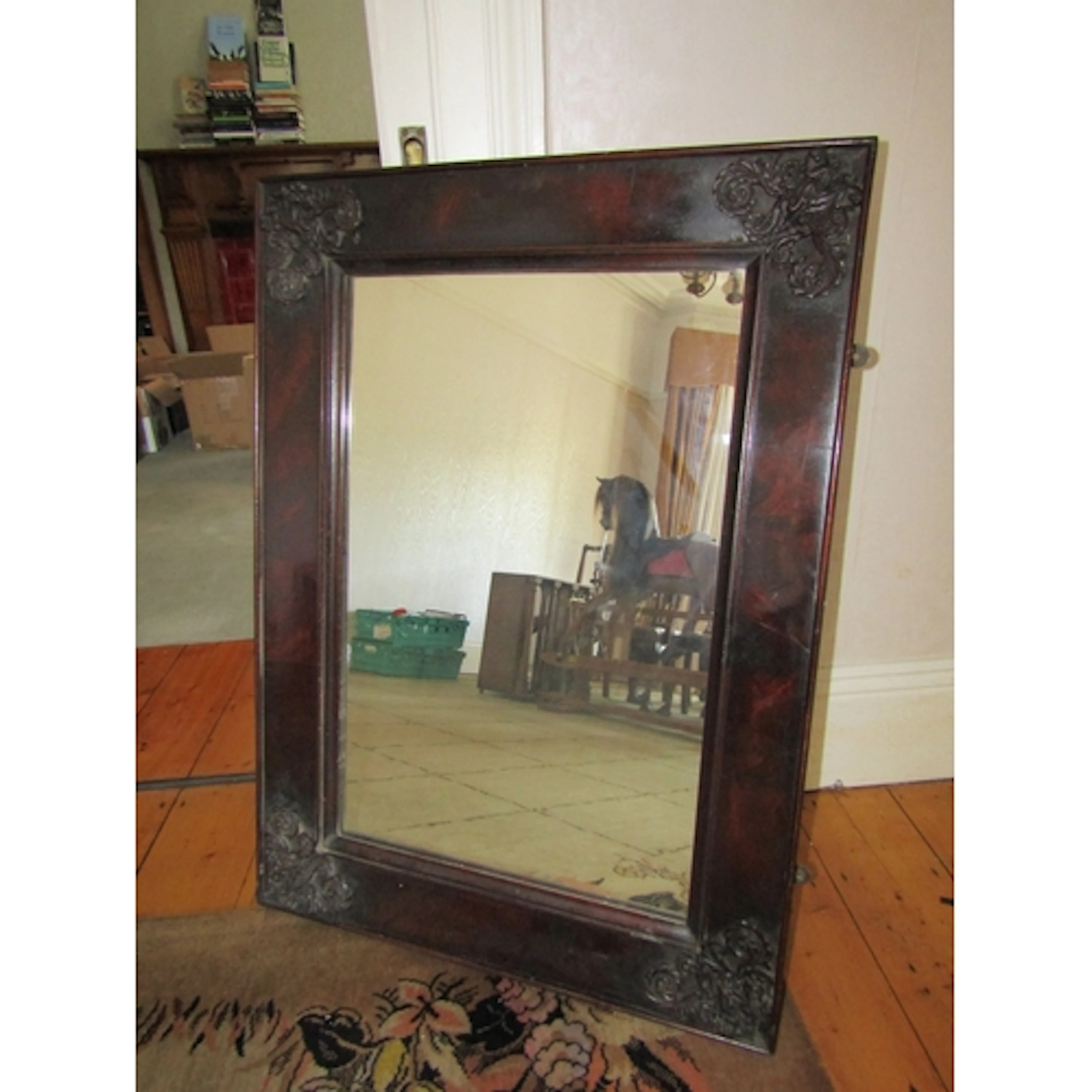Antique Walnut Frame Mirror Rectangular Form with Corner Set...