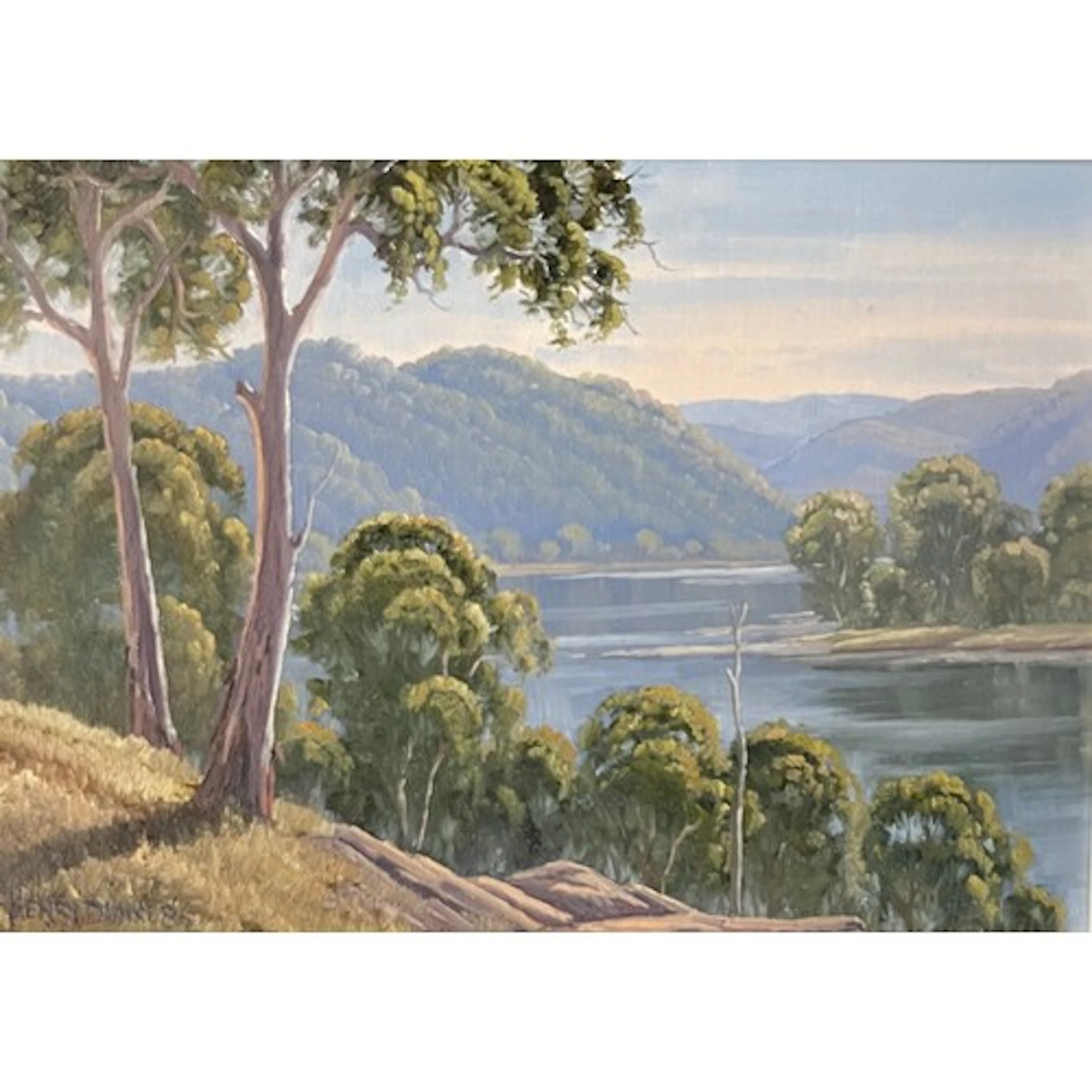 Henry Dunne (Australian, b.1931), Lake landscape, Oil on b...
