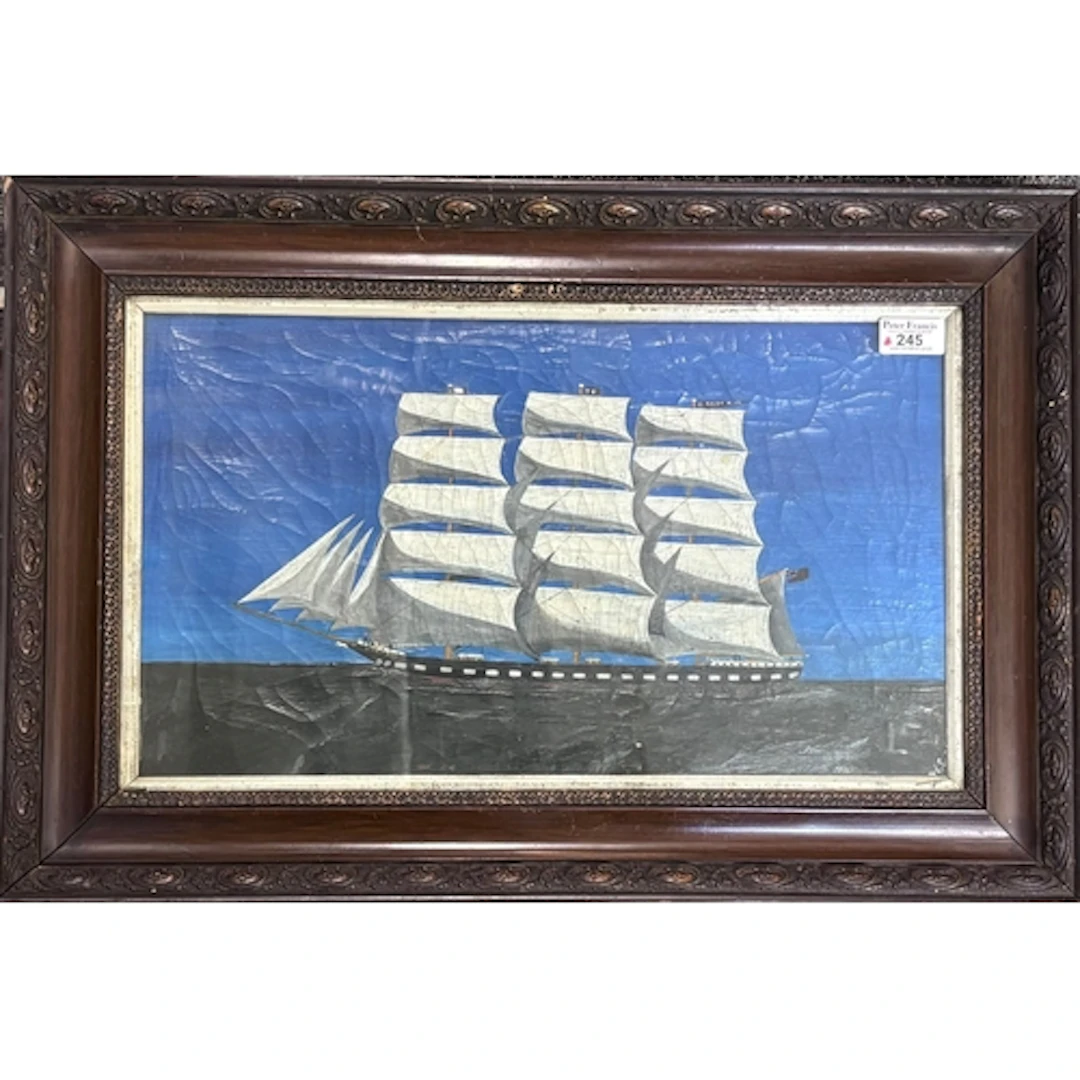 British School, naive study of the three masted Clipper Ship...
