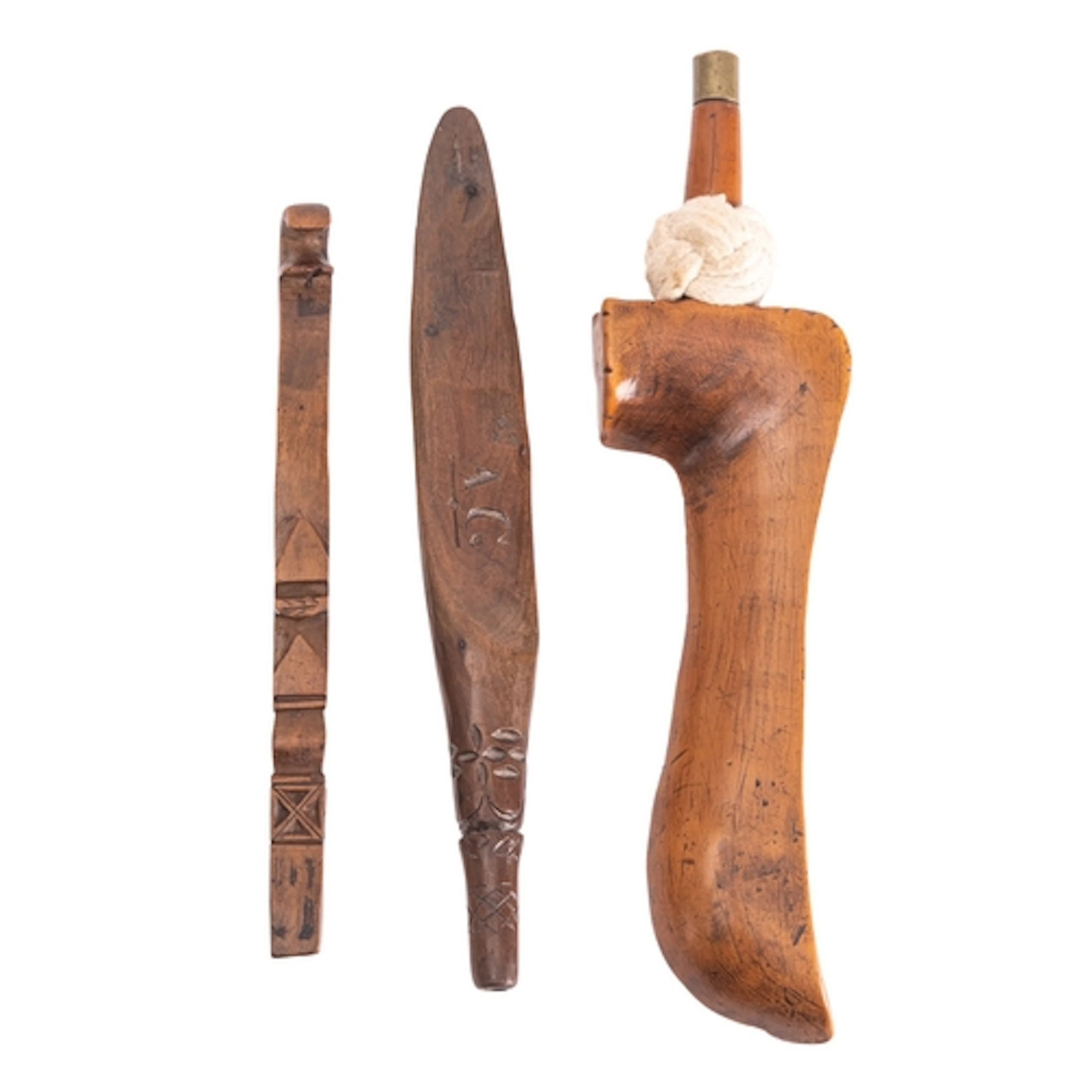 Two treen knitting sheaths, 19th century; the largest exampl...