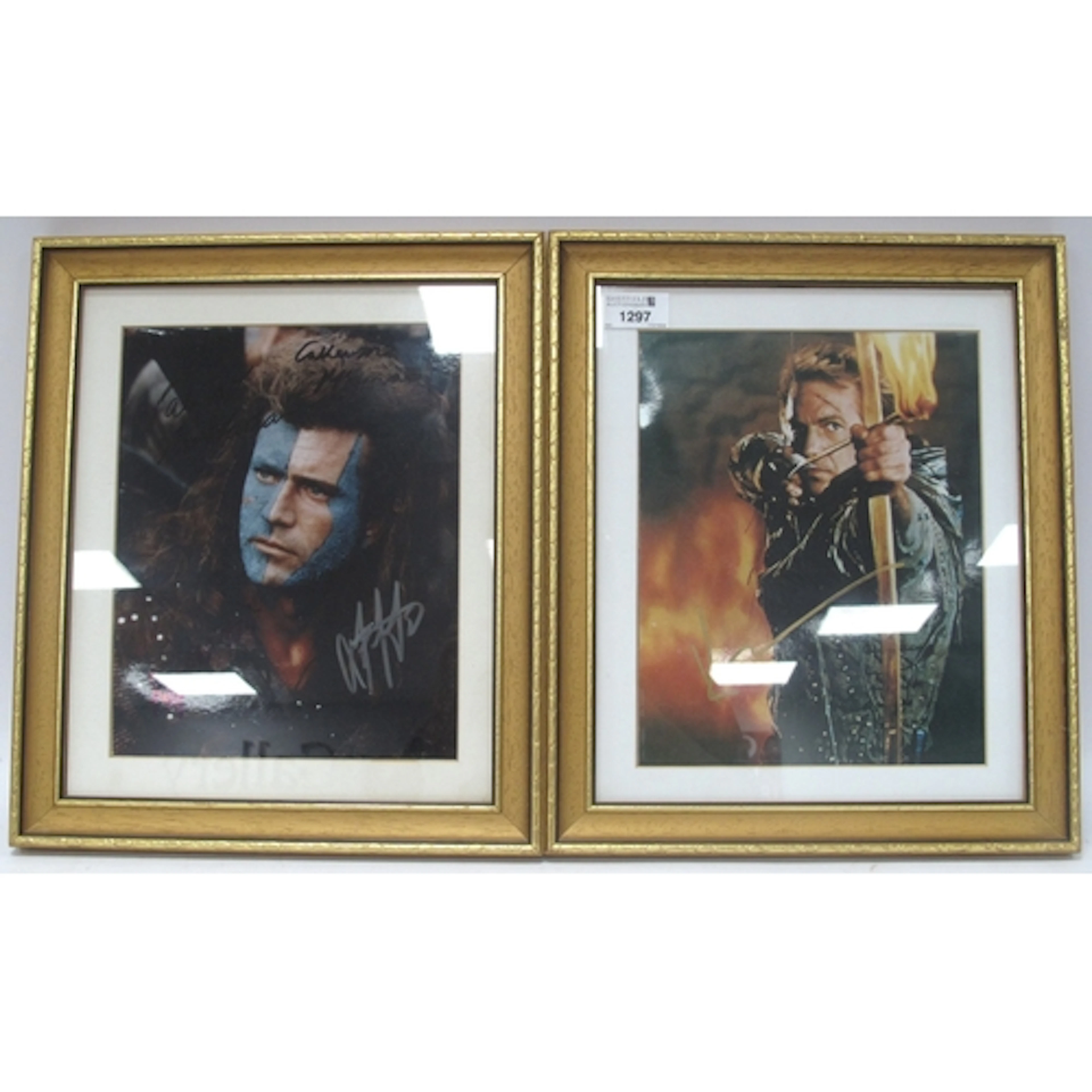 Kevin Costner and Mel Gibson Autographs, ink signed on image...