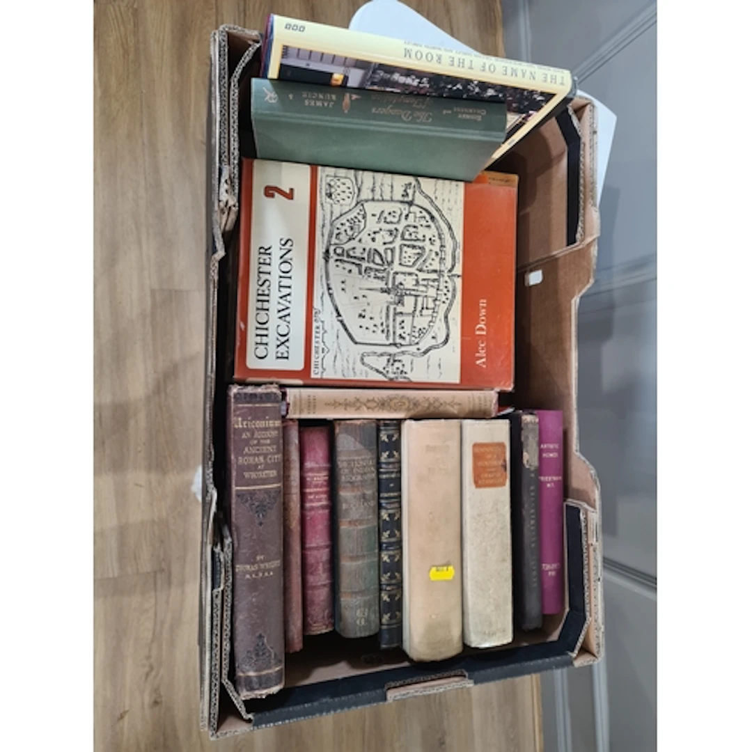A box of Books containing various titles, 'The dangers of te...