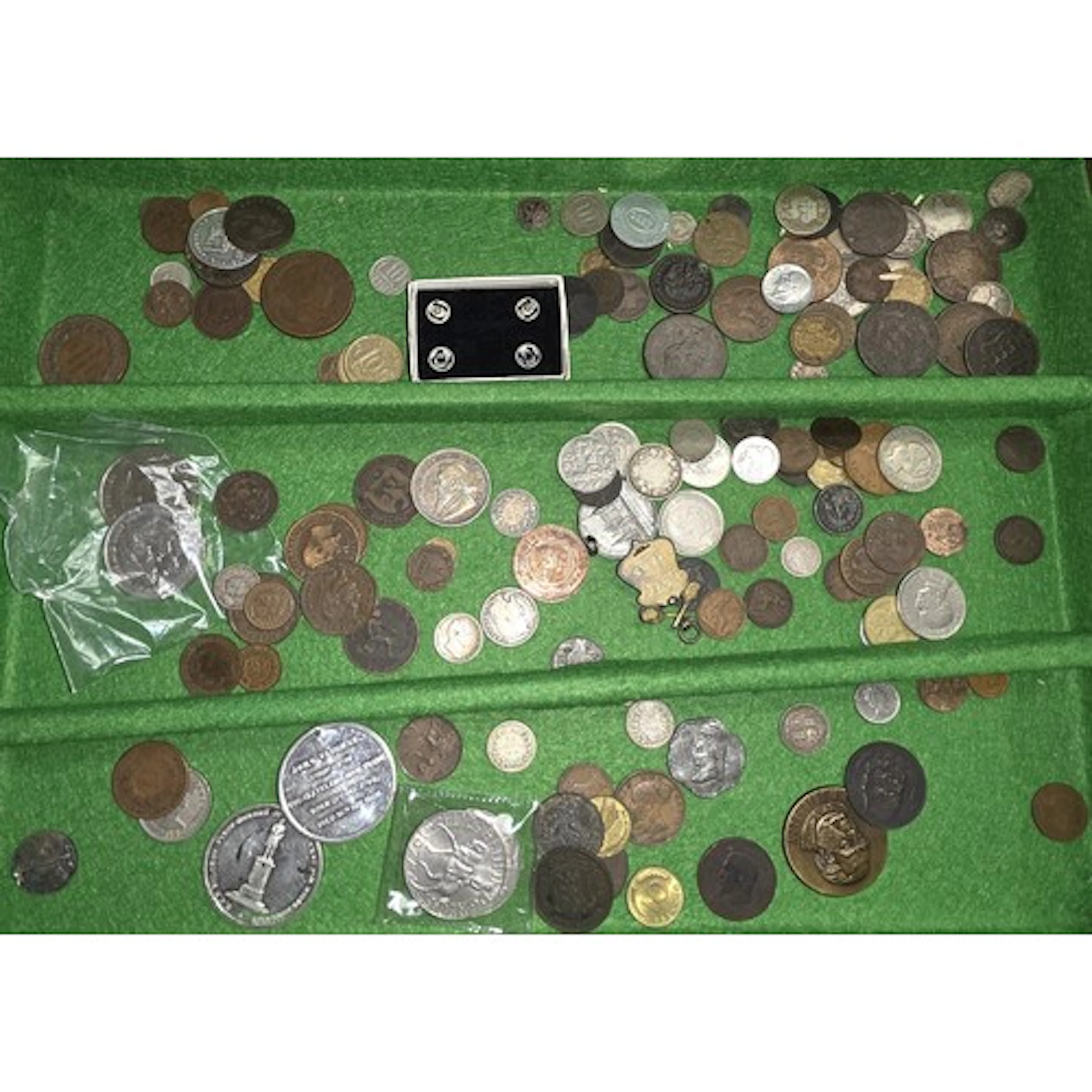 A selection of various World coins and medallions, some silv...