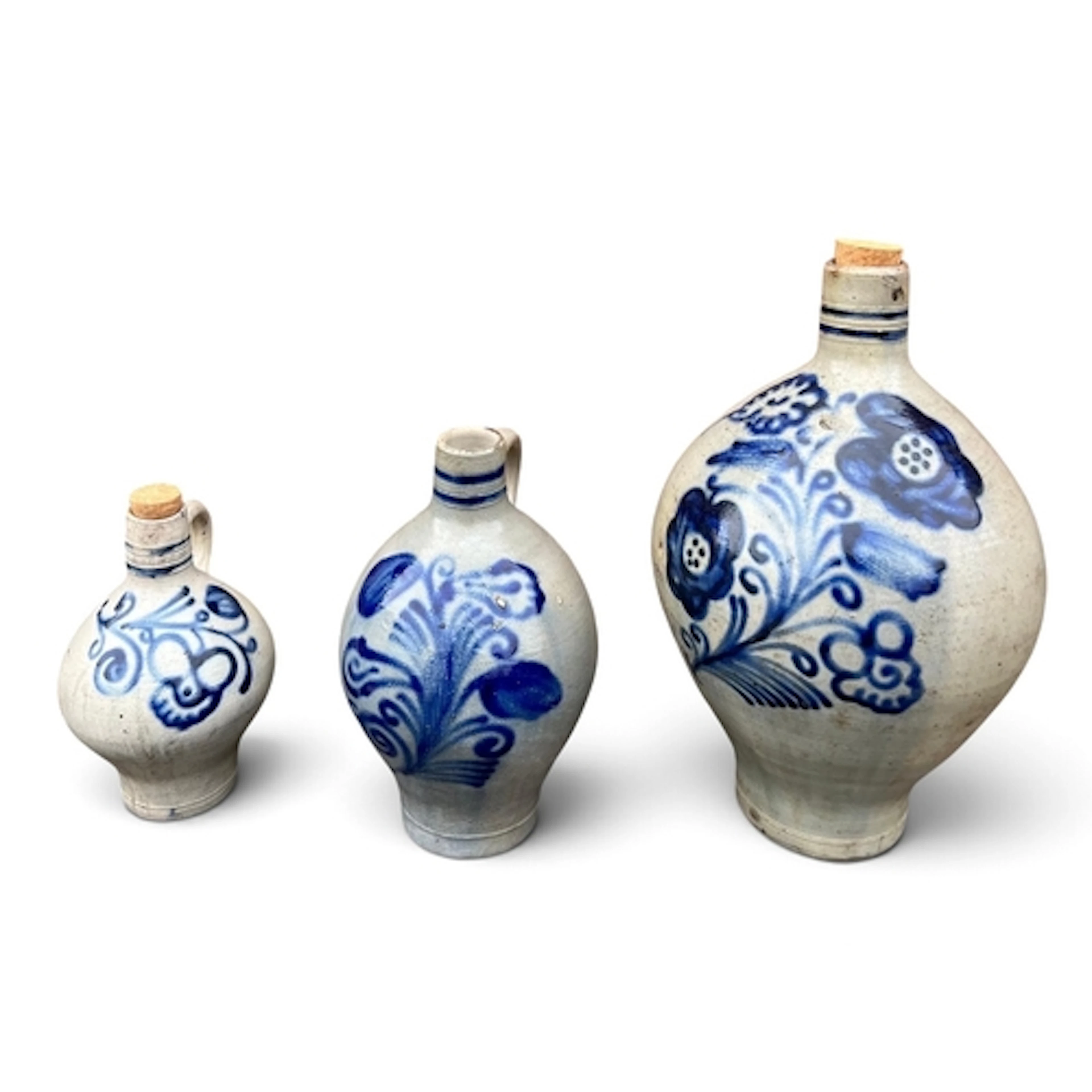 THREE LATE 19TH CENTURY GERMAN WESTERWALD CERAMIC JUGS Typic...