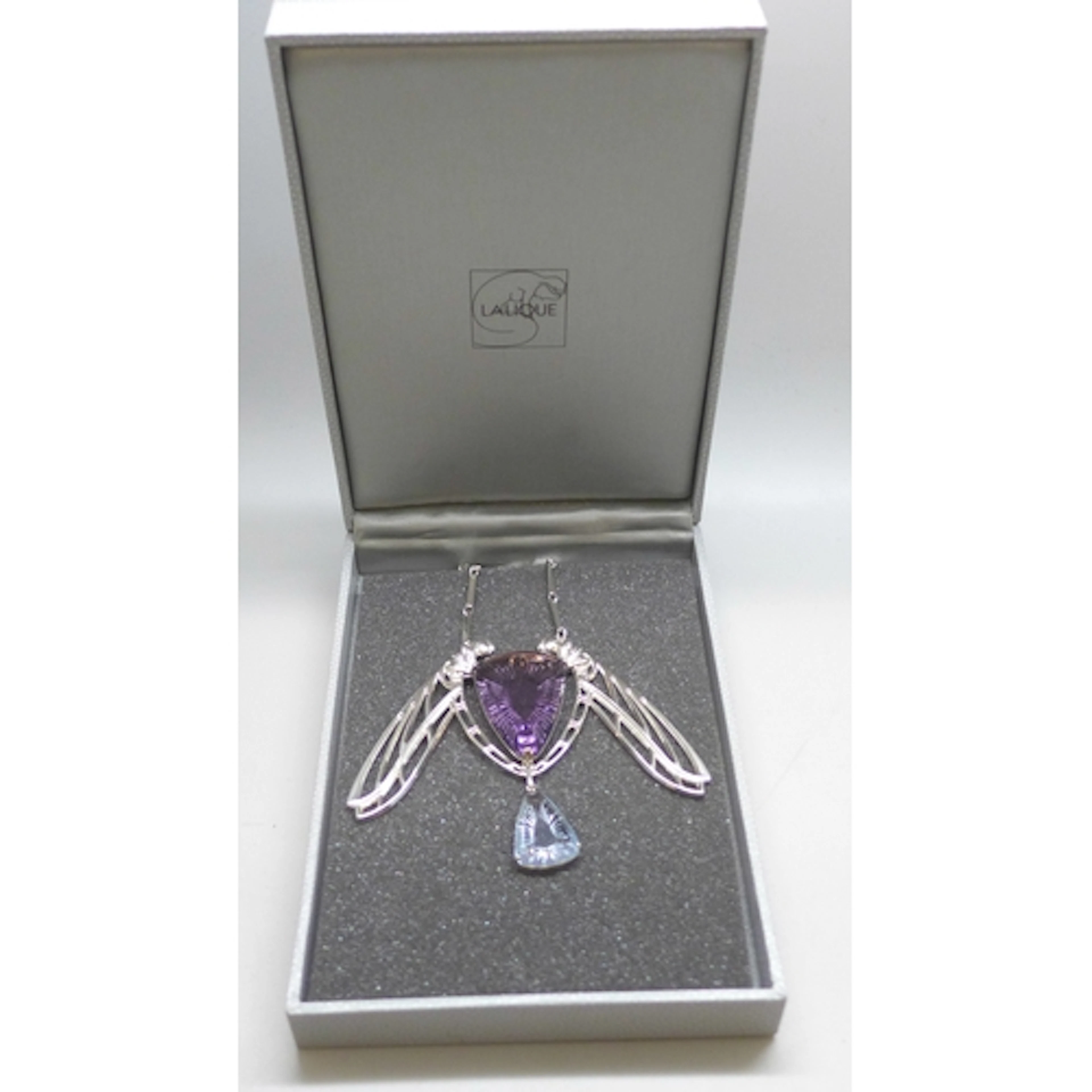 A Lalique silver and glass Art Nouveau style necklace, 49g t...