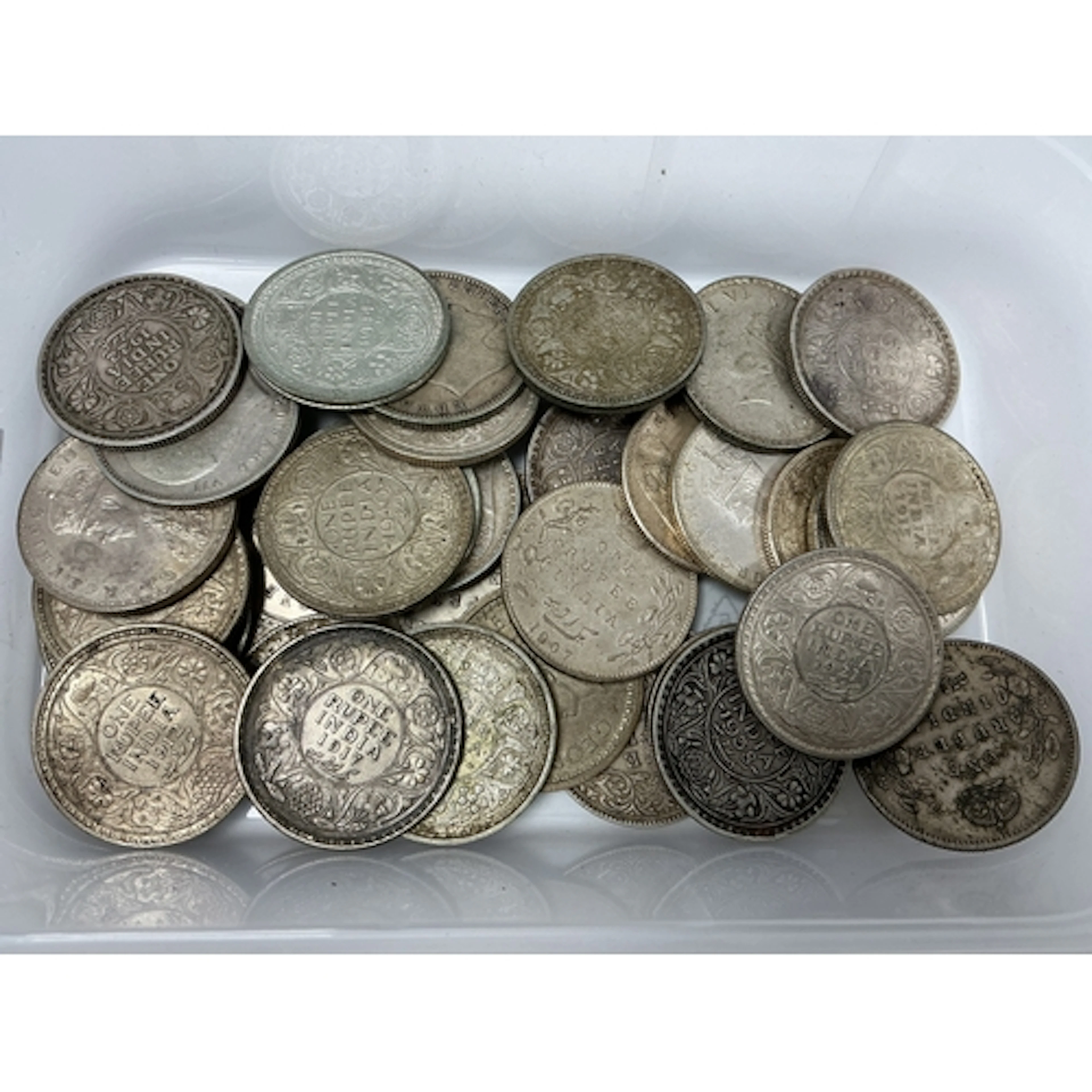 Large Collection Of Silver India One Rupees, total weight 41...