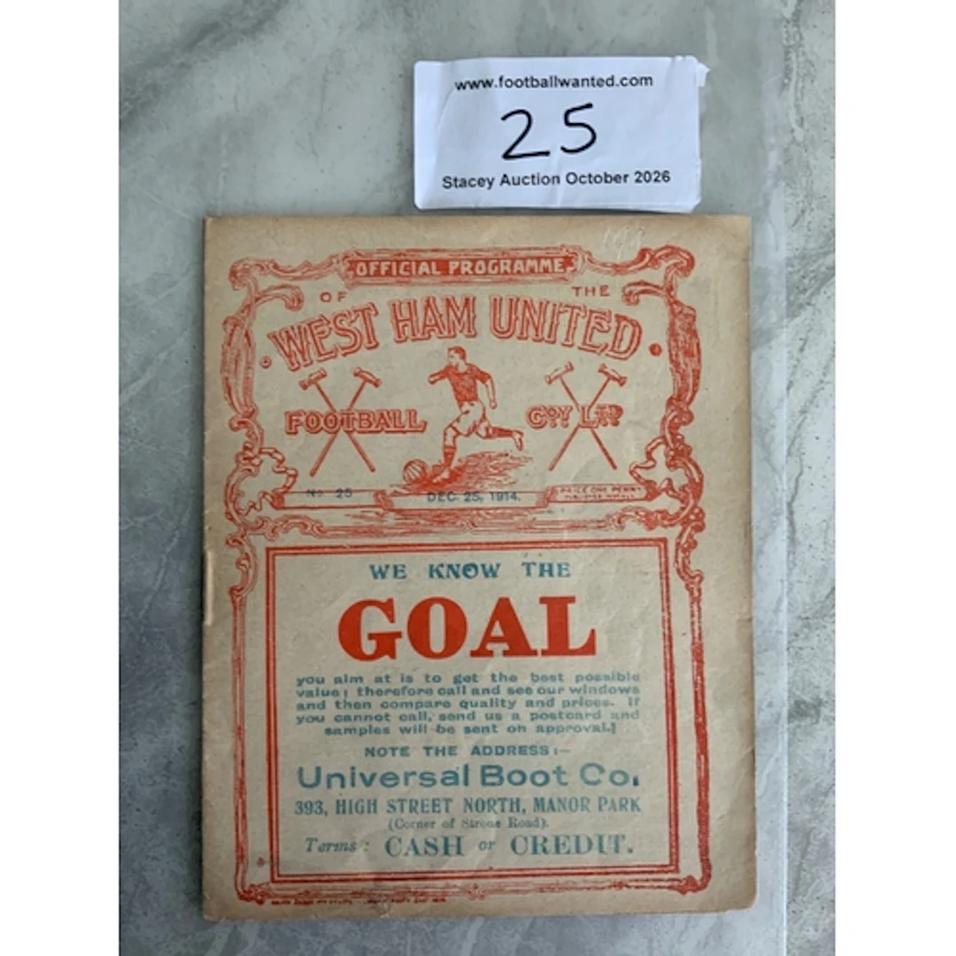 1914 - 1915 West Ham v Chelsea Football Programme: Excellent...
