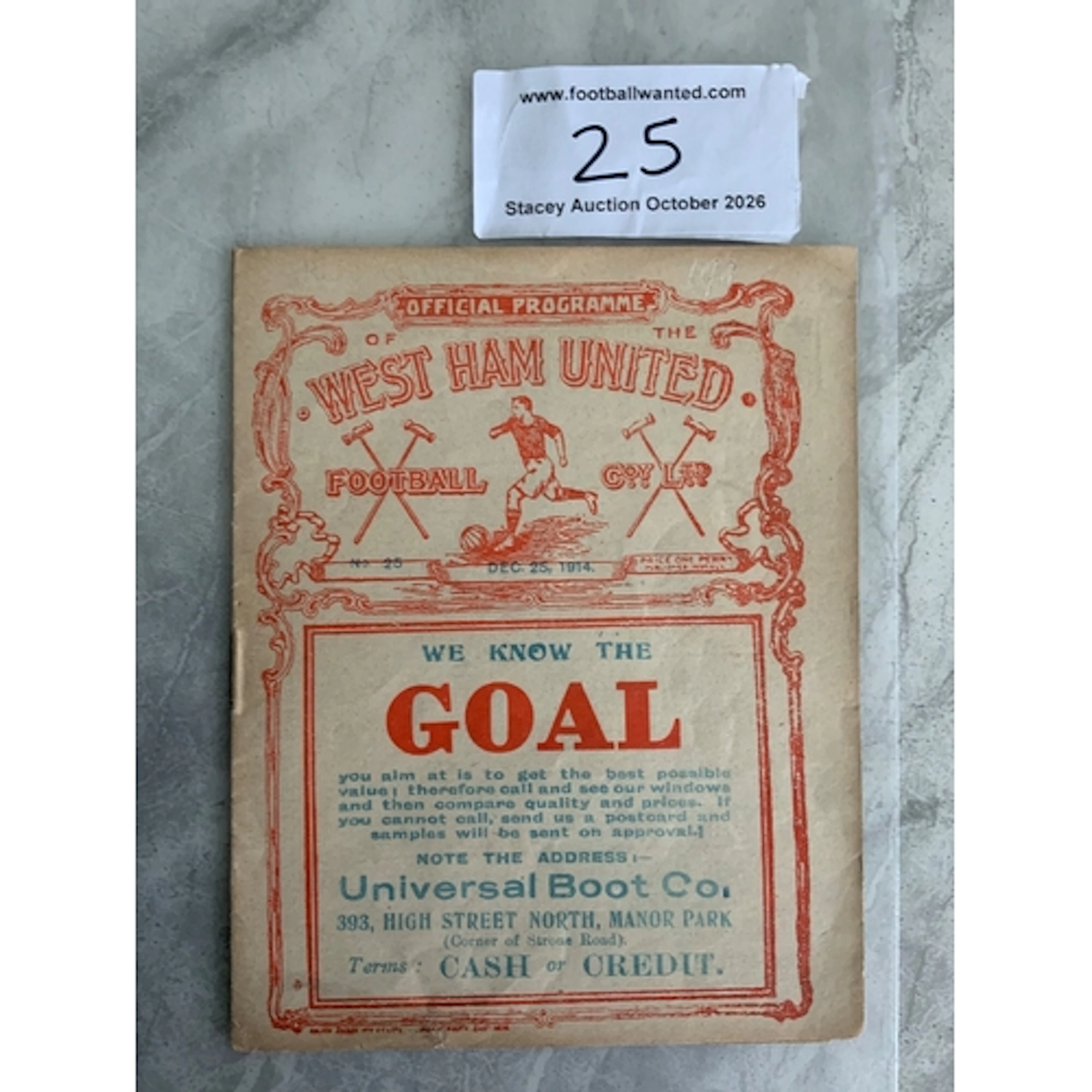 1914 - 1915 West Ham v Chelsea Football Programme: Excellent...