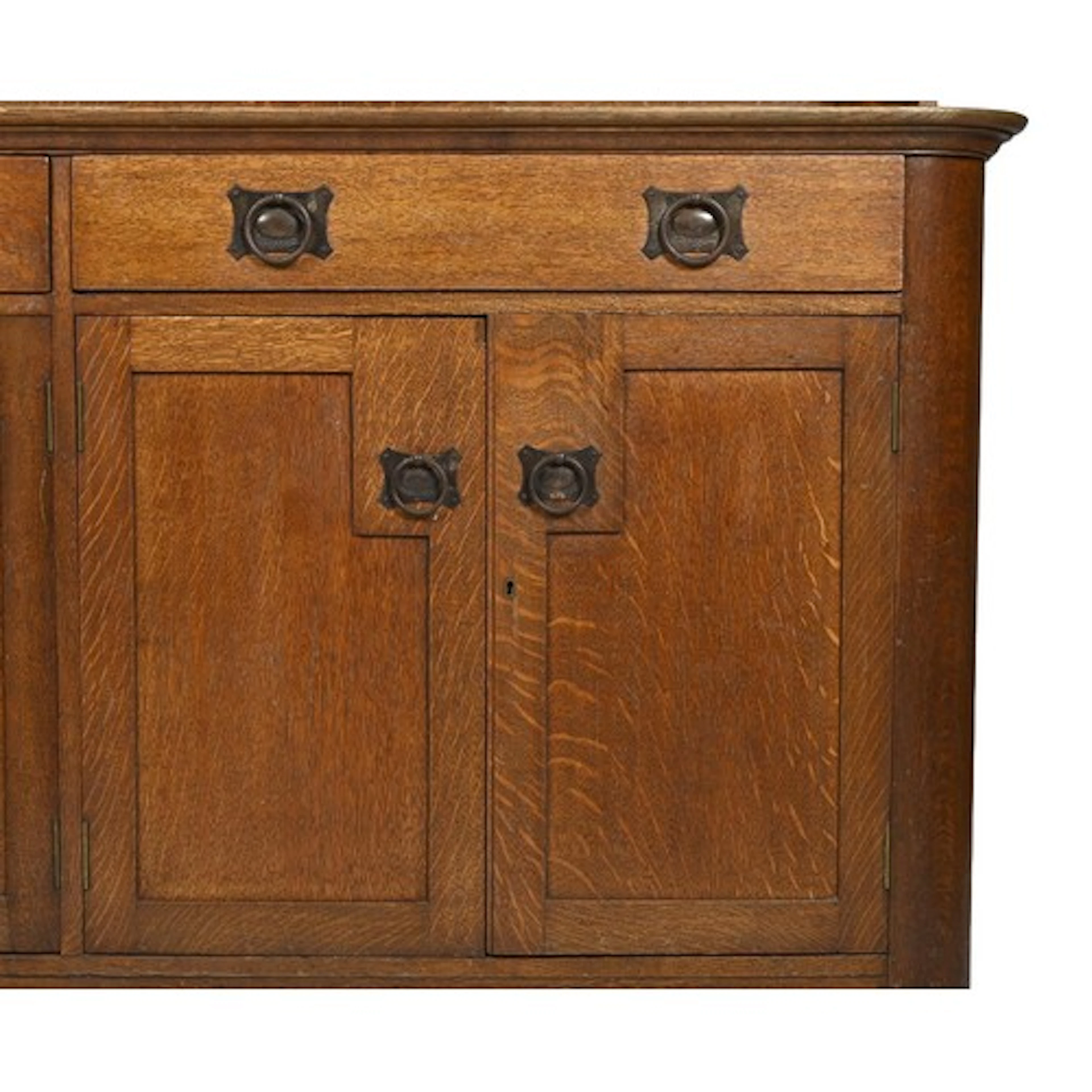 A 19th century Arts & Crafts sideboard with two drawers, eac...
