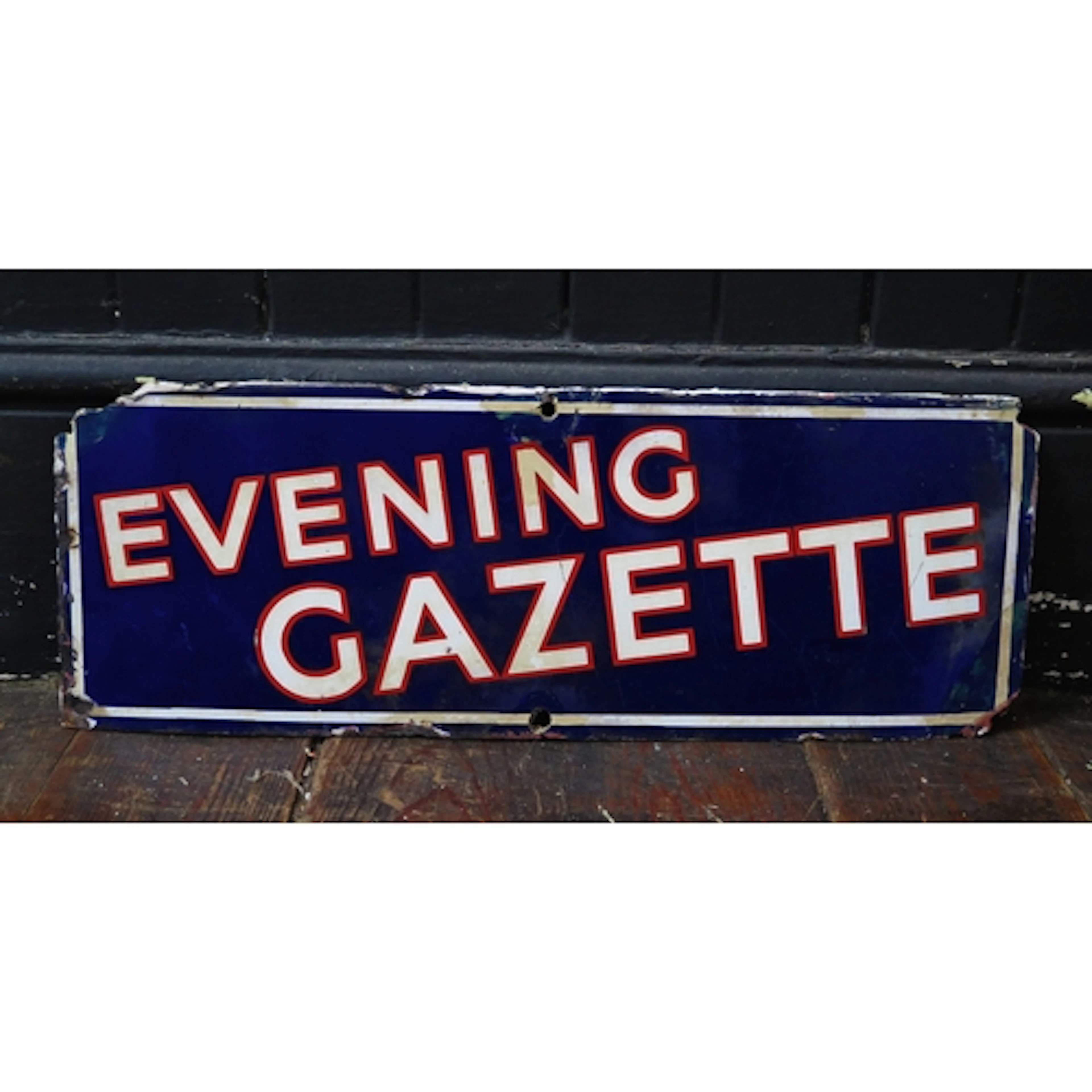 "Evening Gazette" - an enamel advertising sign, 17 x 46cm