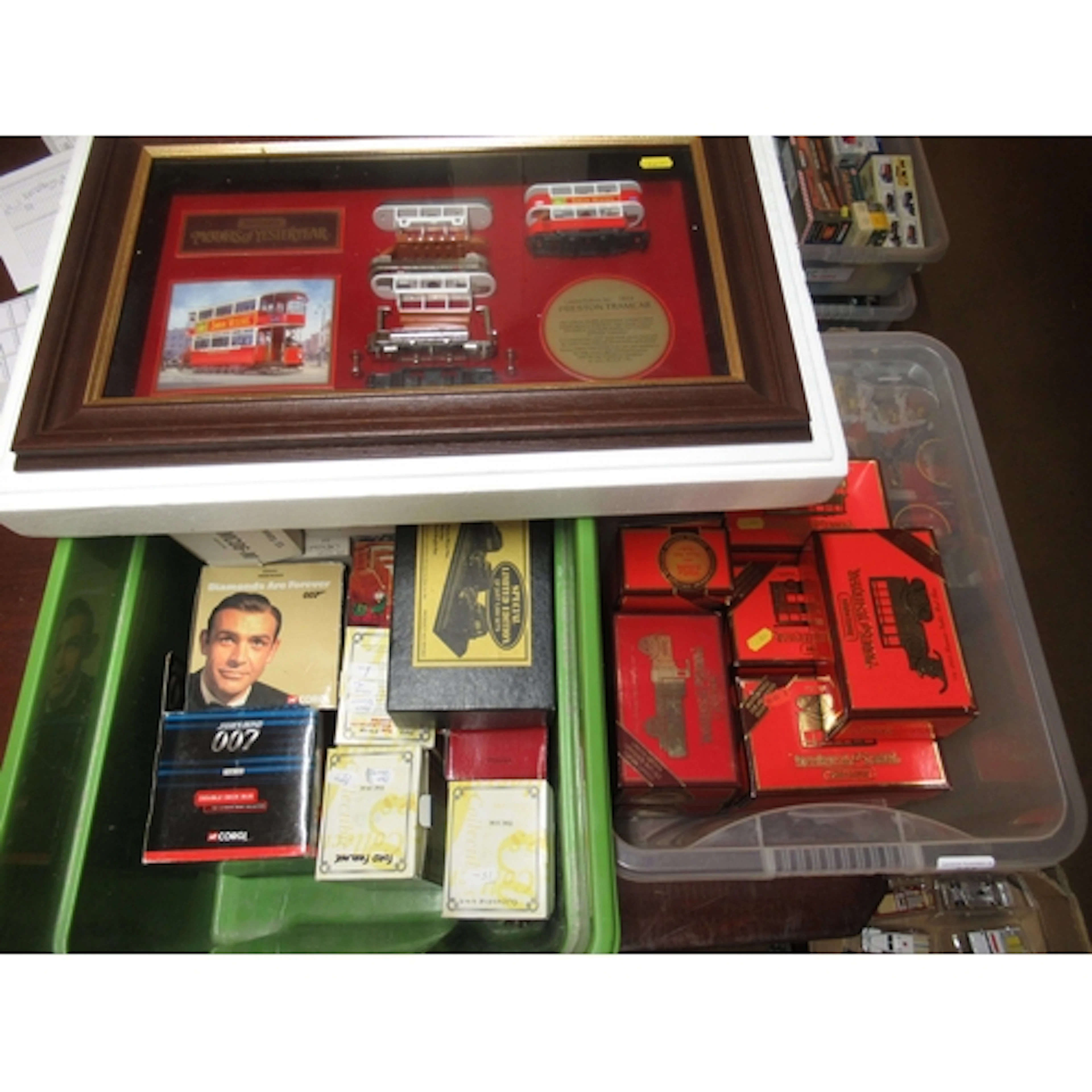 Three boxes of various diecast metal model vehicles, includi...