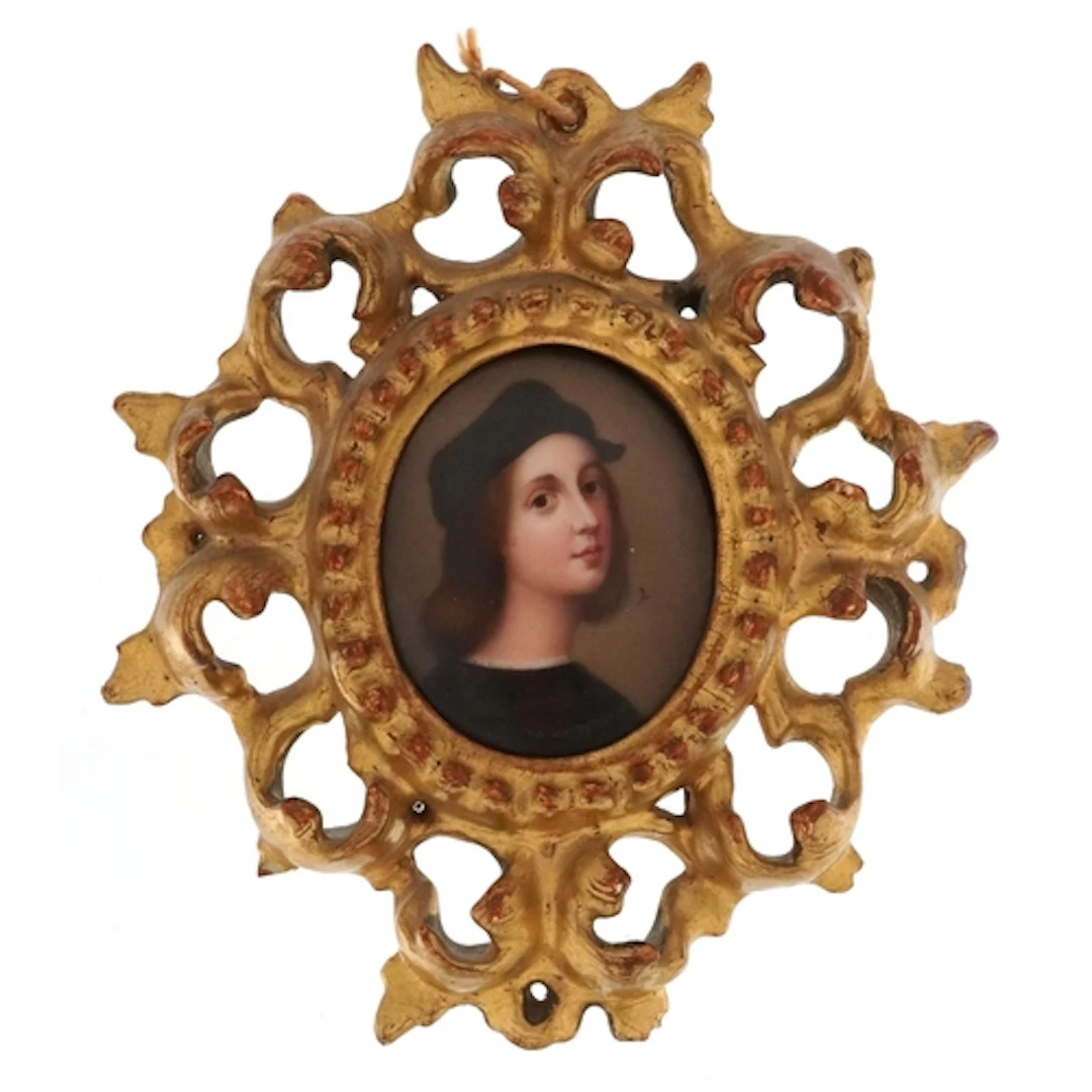 After Raffaello Sanzio, antique Florentine hand painted port...