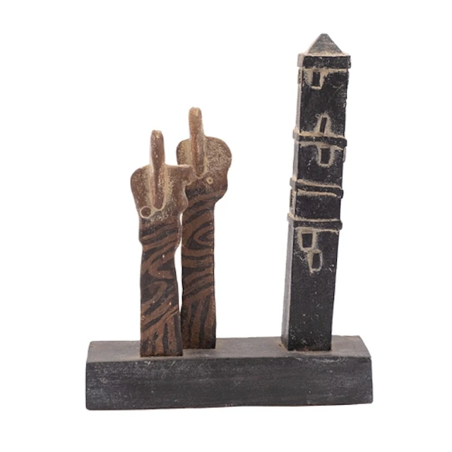 *John Maltby [1936 - 2020] a stoneware sculpture 'Two figure...