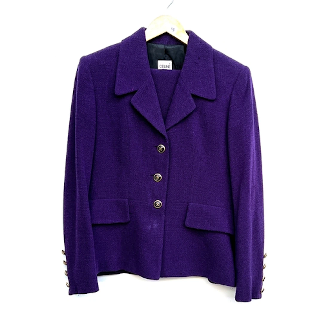 A Celine purple wool blend jacket and with gilt buttons and ...