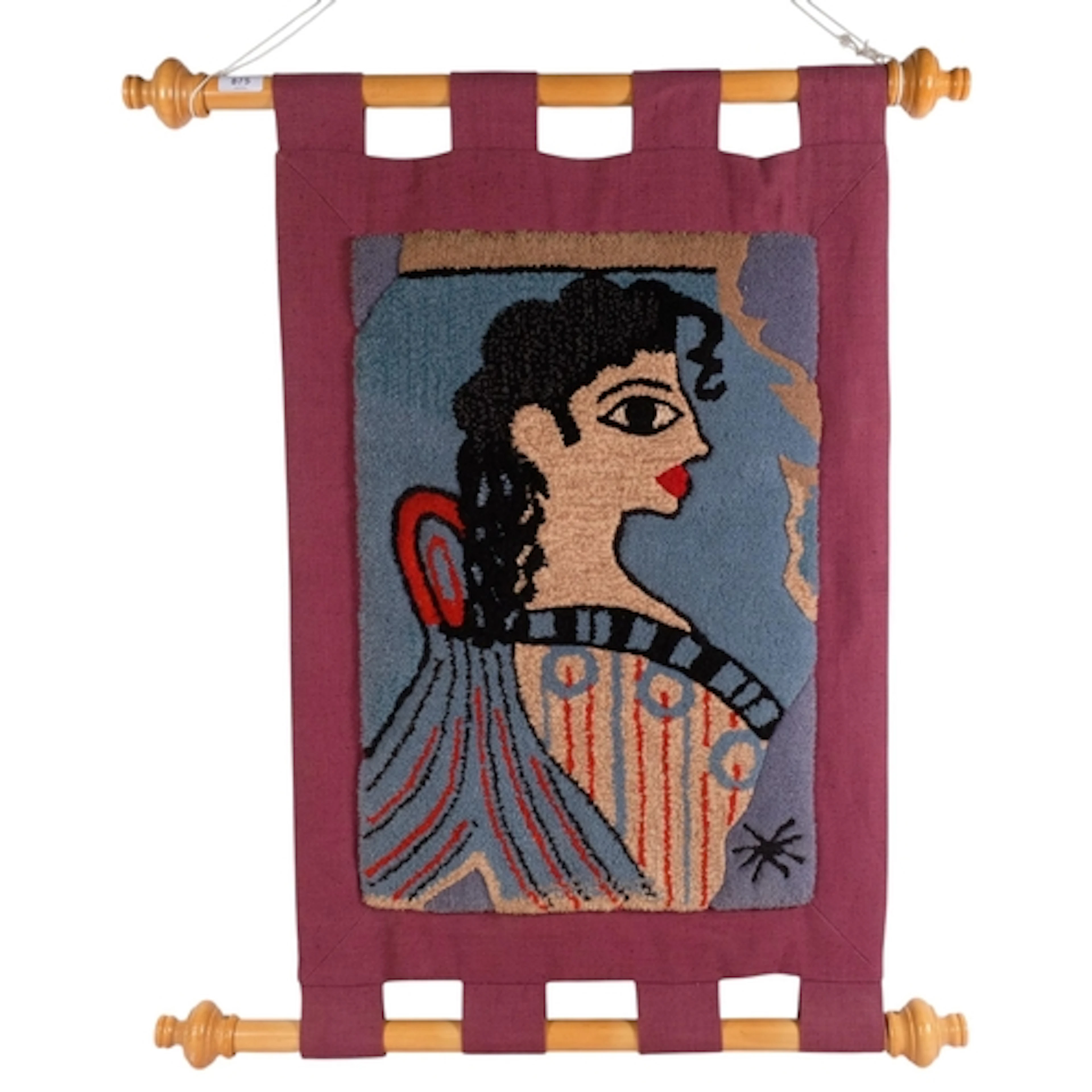 A Vintage hand tufted hanging tapestry, with Egyptian style ...