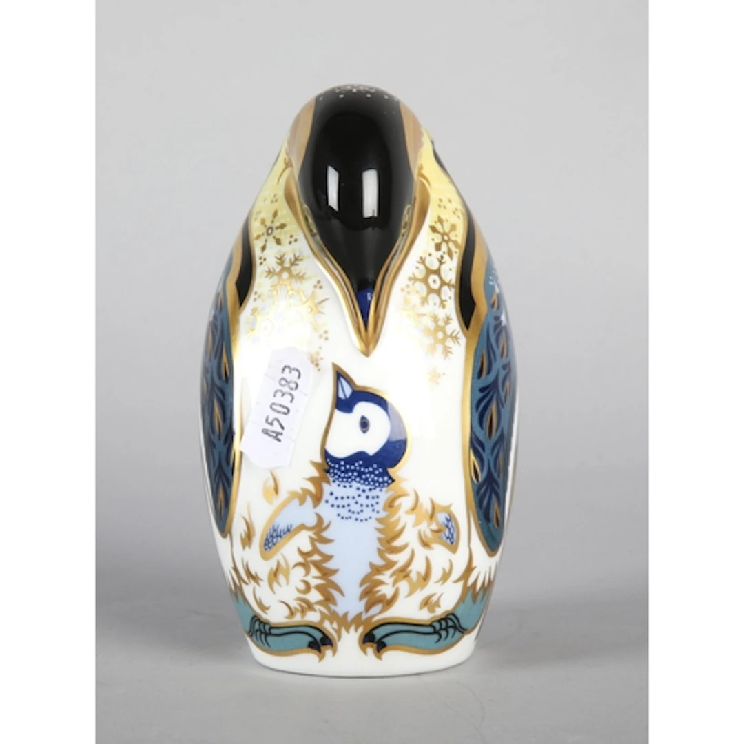 Royal Crown Derby Penguin and Chick paperweight, 12cm