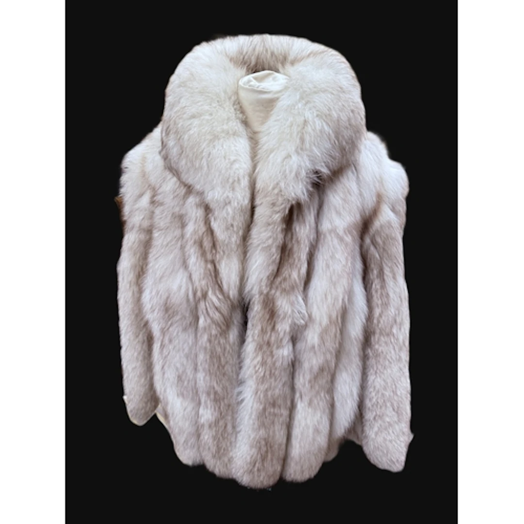 A vintage blue fox fur jacket, James Smith Furriers, Hanley,...