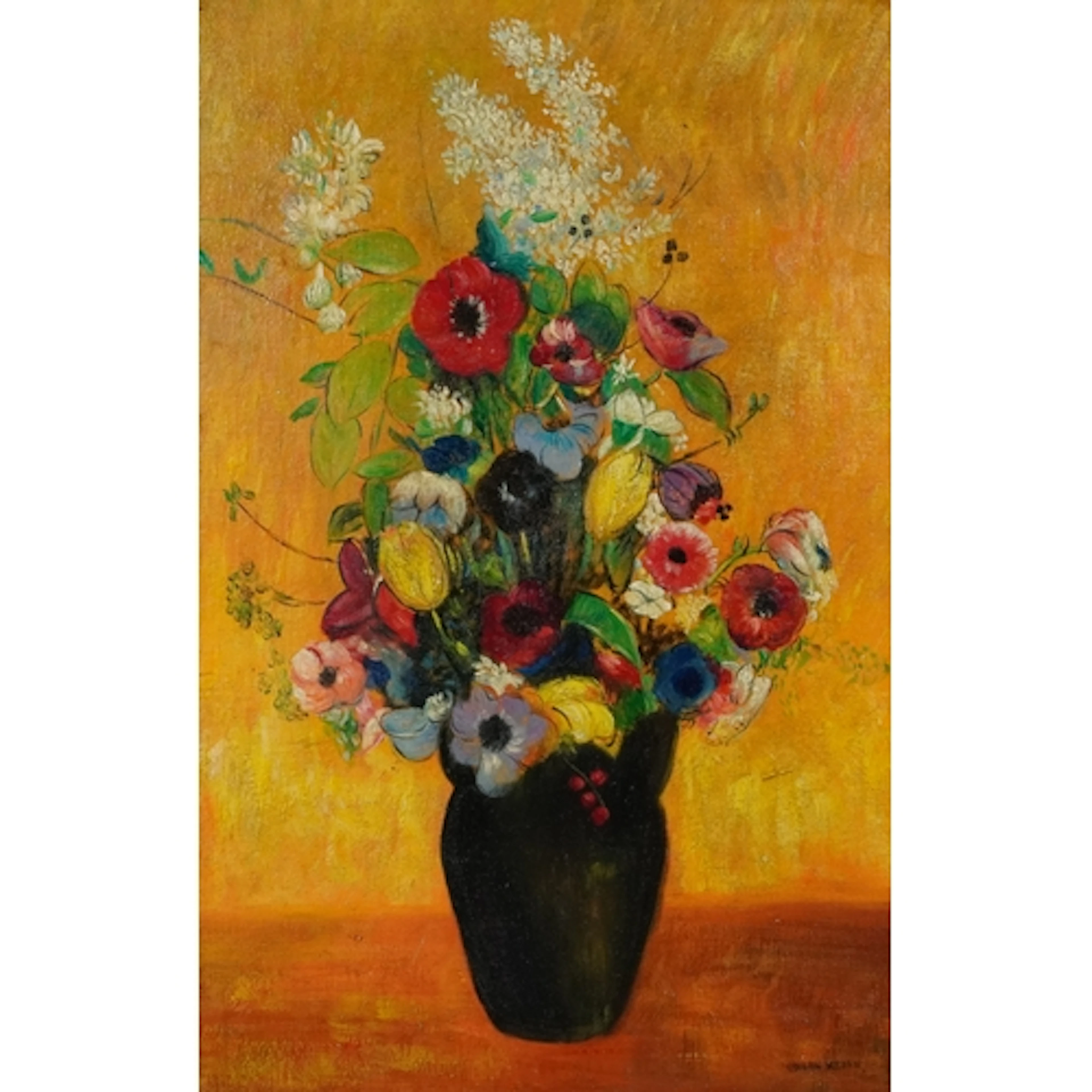 In the manner of Odilon Redon - Still life flowers in a vase...
