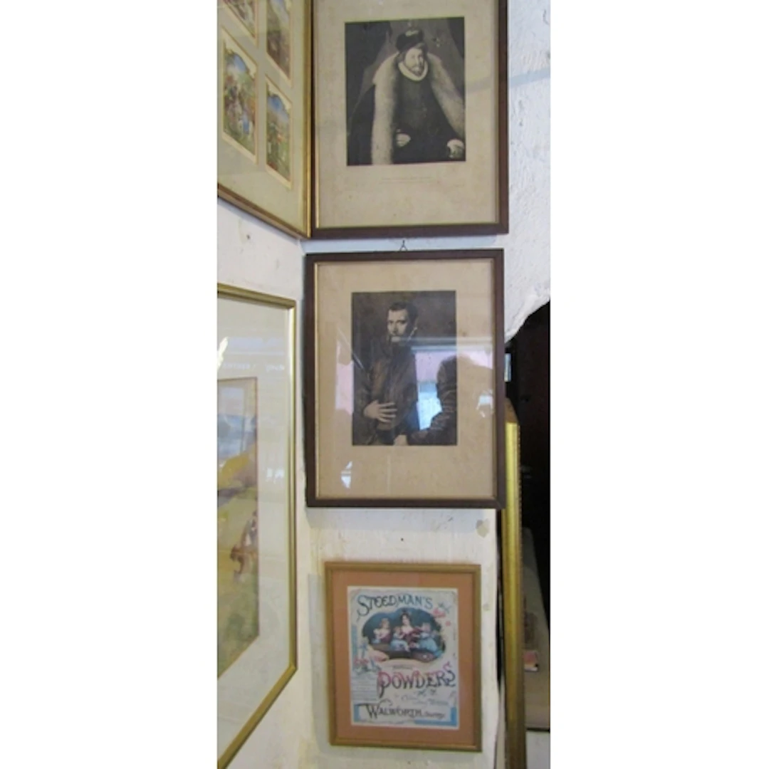 Pair of Old Engravings and Another Advertising Sign Three It...