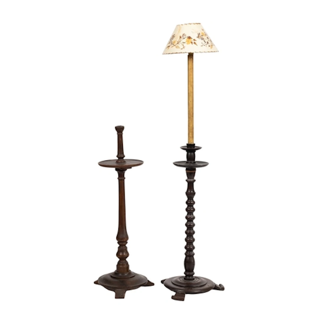 A Continental turned walnut candlestand, 19th century; the s...