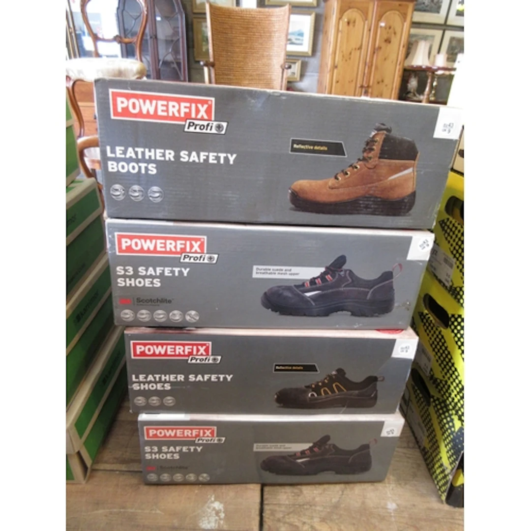 Three Pairs of Powerfix Safety Shoes and Boots Size 9