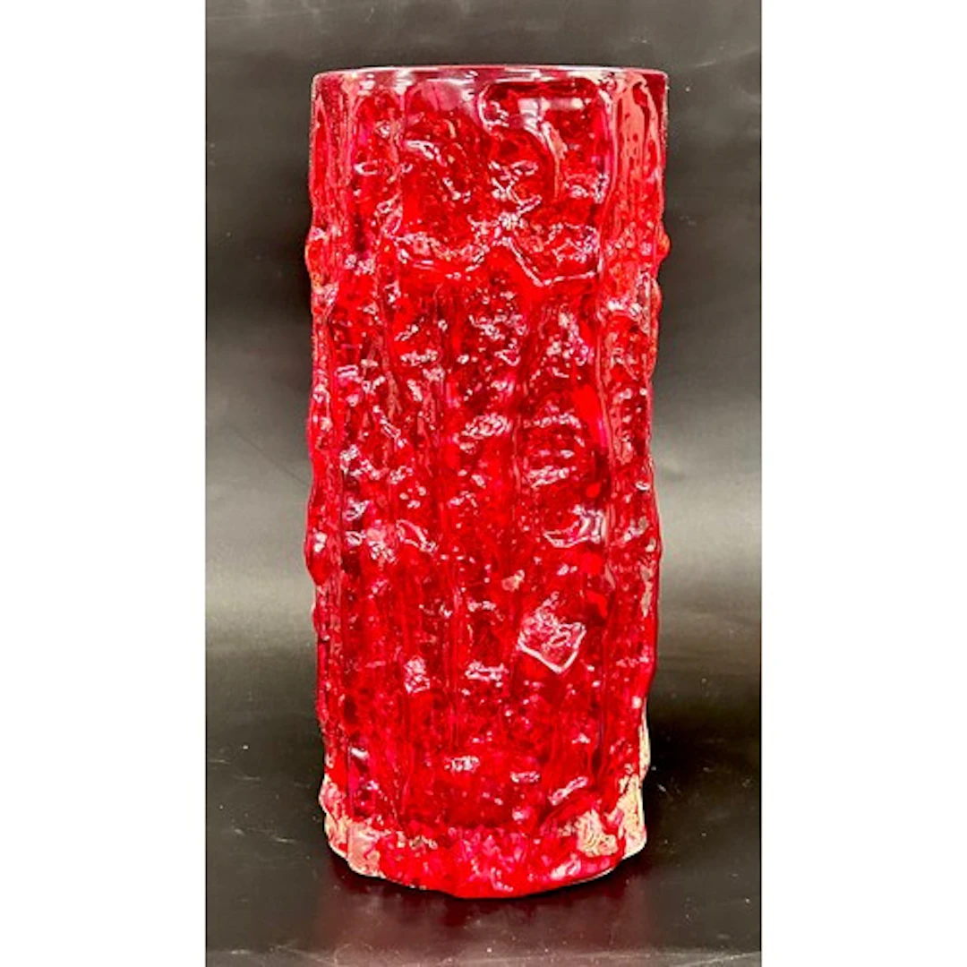 Geoffrey Baxter for Whitefriars; a textured glass Ruby Red B...