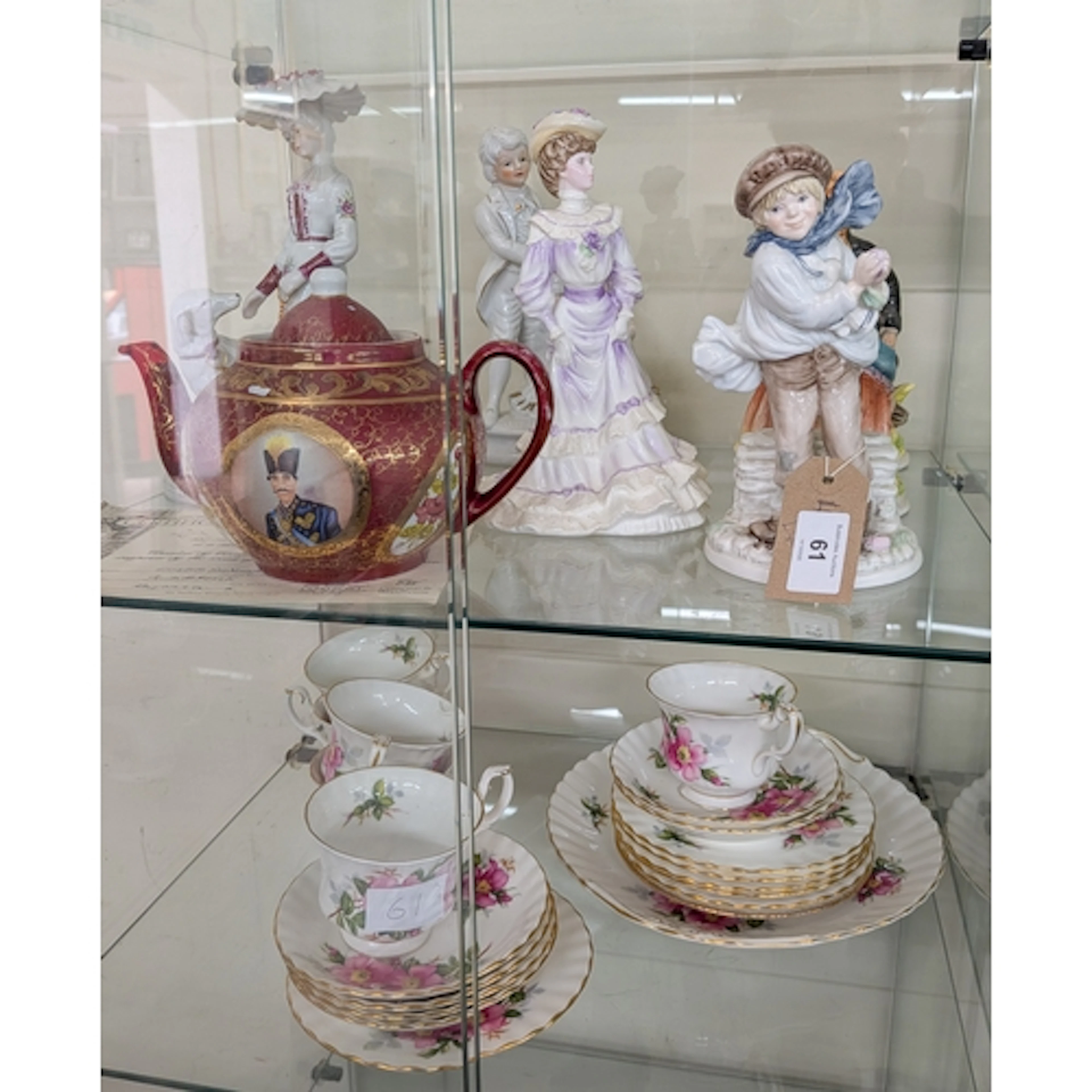 Floral decorated teaset, continental tea pot and Coalport an...