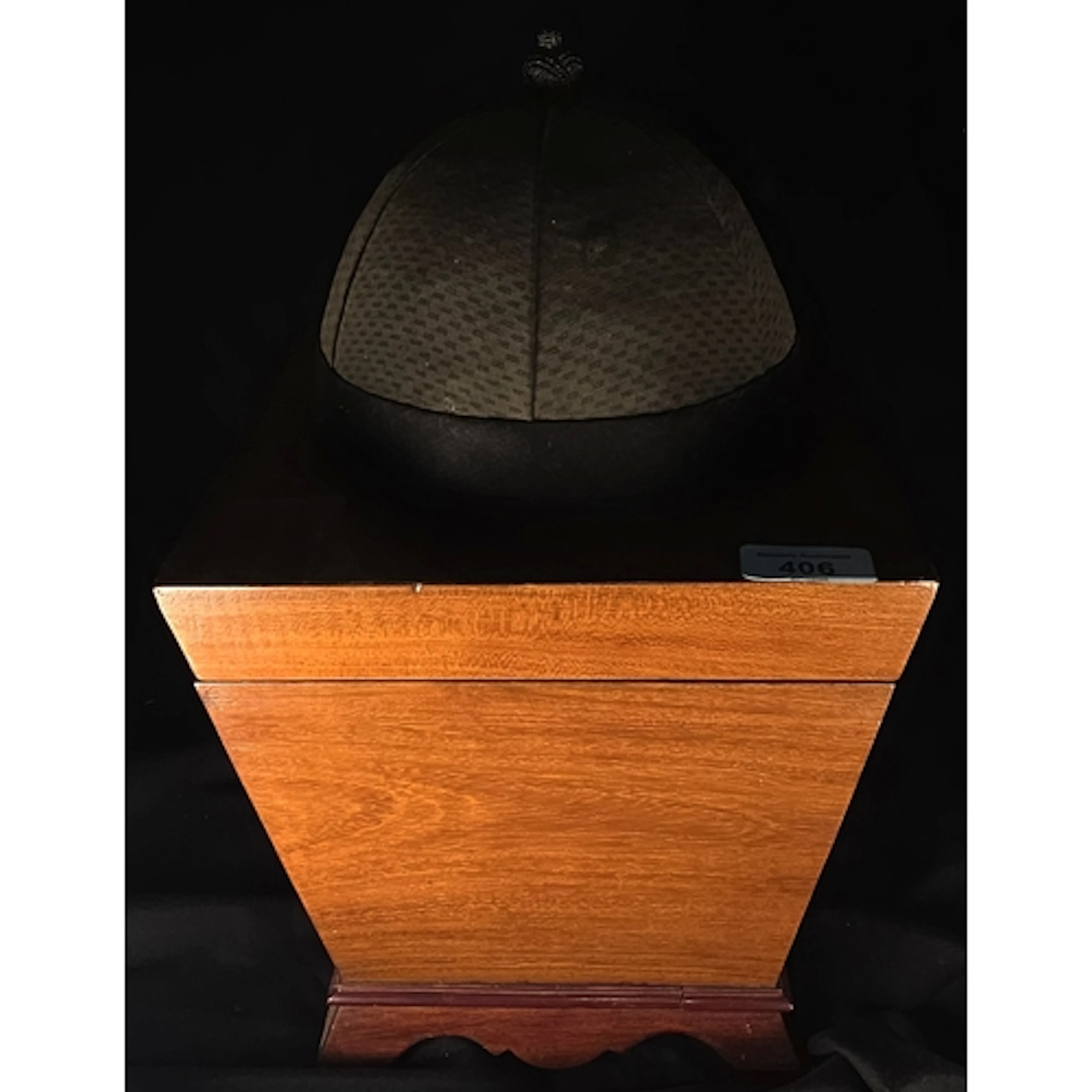 A Chinese Qing period Chinese skull cap with textured finish...
