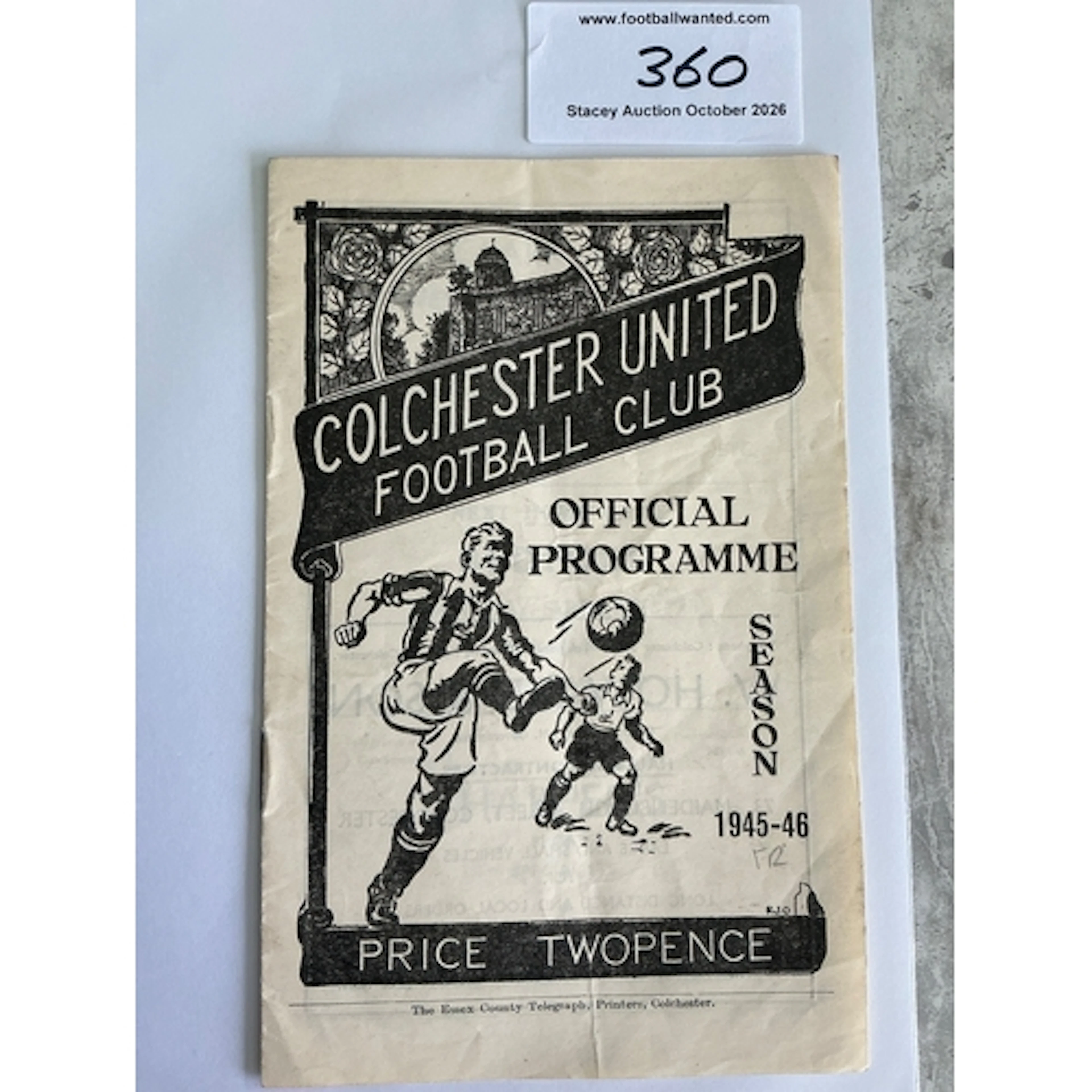 45/46 Colchester United v Guildford City Football Programme:...