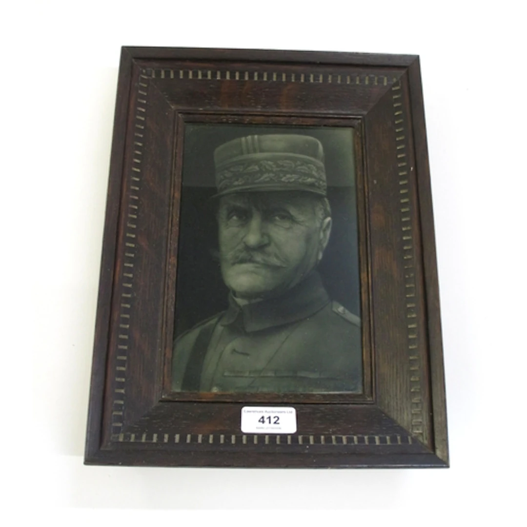 Porcelain tile, portrait of General Foch, modelled by George...