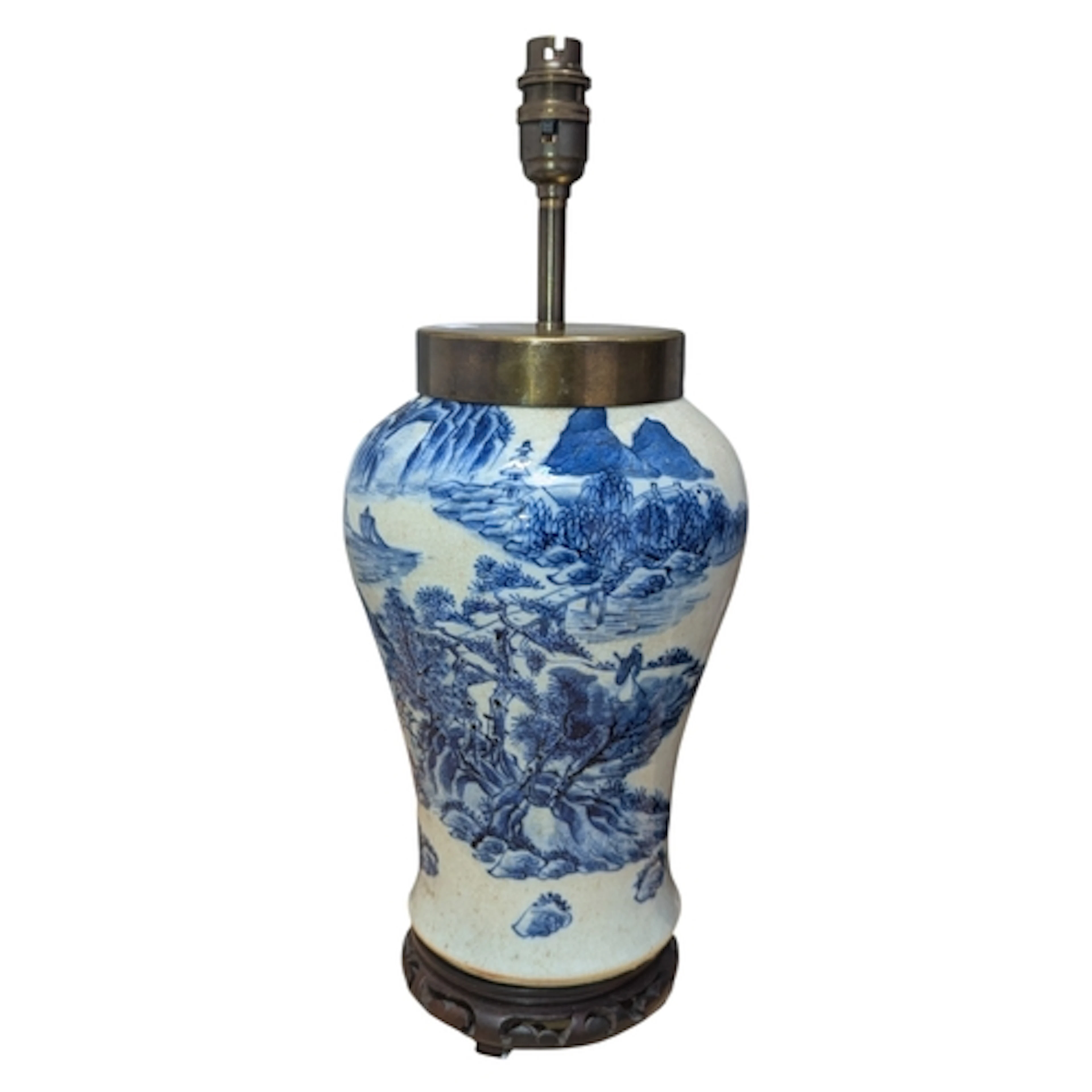 Kanxi 19th century Chinese porcelain table lamp. Decorated i...