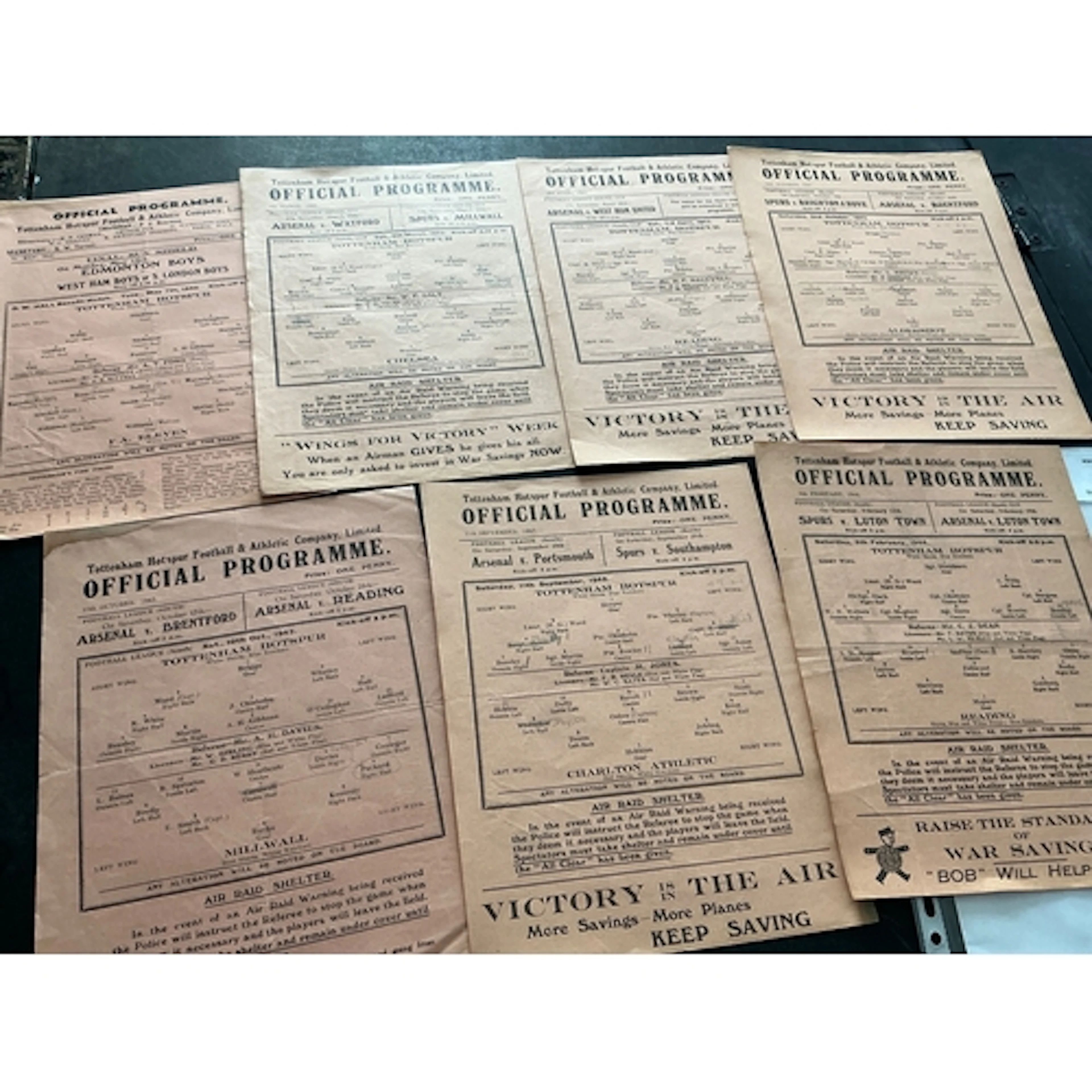 Tottenham 1940s War Time Home Football Programmes: Excellent...