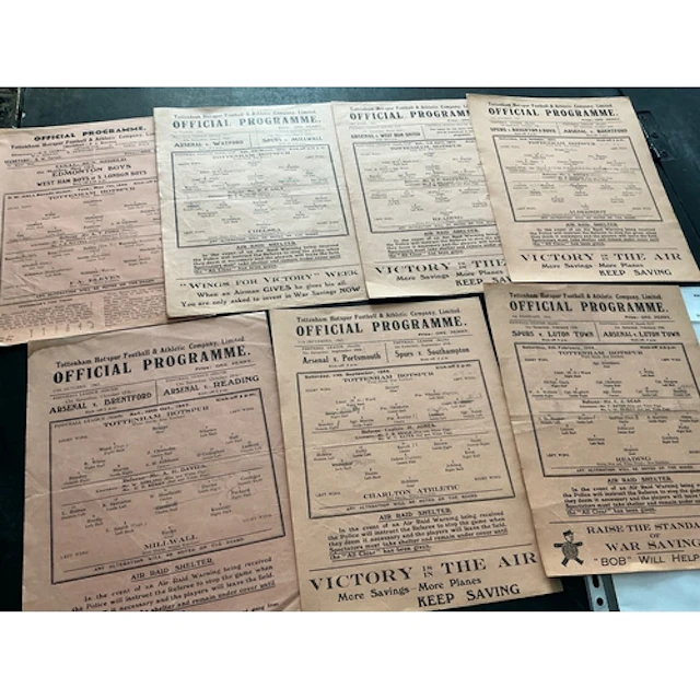 Tottenham 1940s War Time Home Football Programmes: Excellent...
